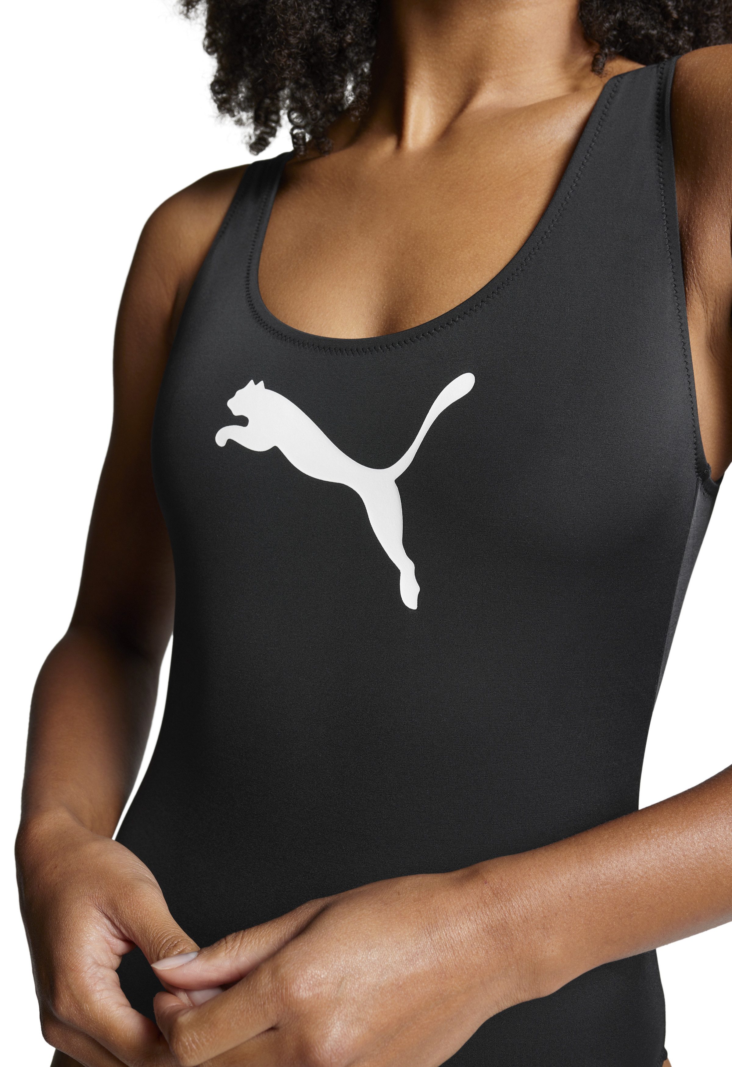 PUMA Badeanzug PUMA SWIM WOMEN SWIMSUIT mit Logoprint vorn