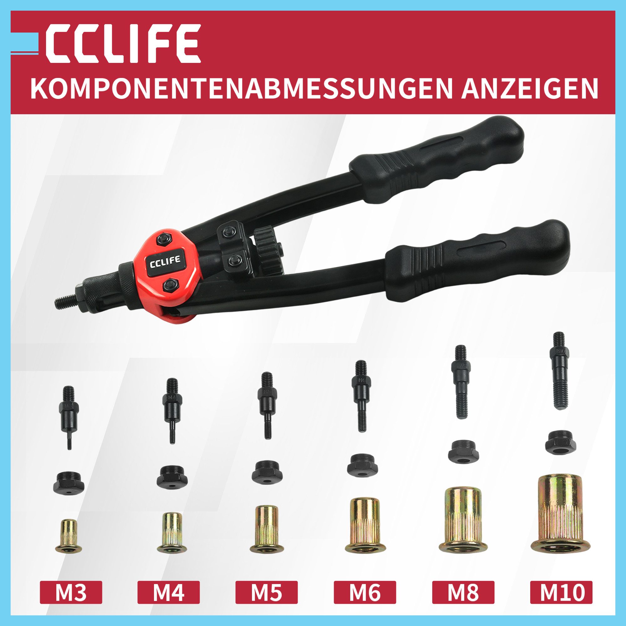 CCLIFE Blindnietzange CCLIFE Nietzange Set Blindnietzange Nietmutternzange Werkzeug