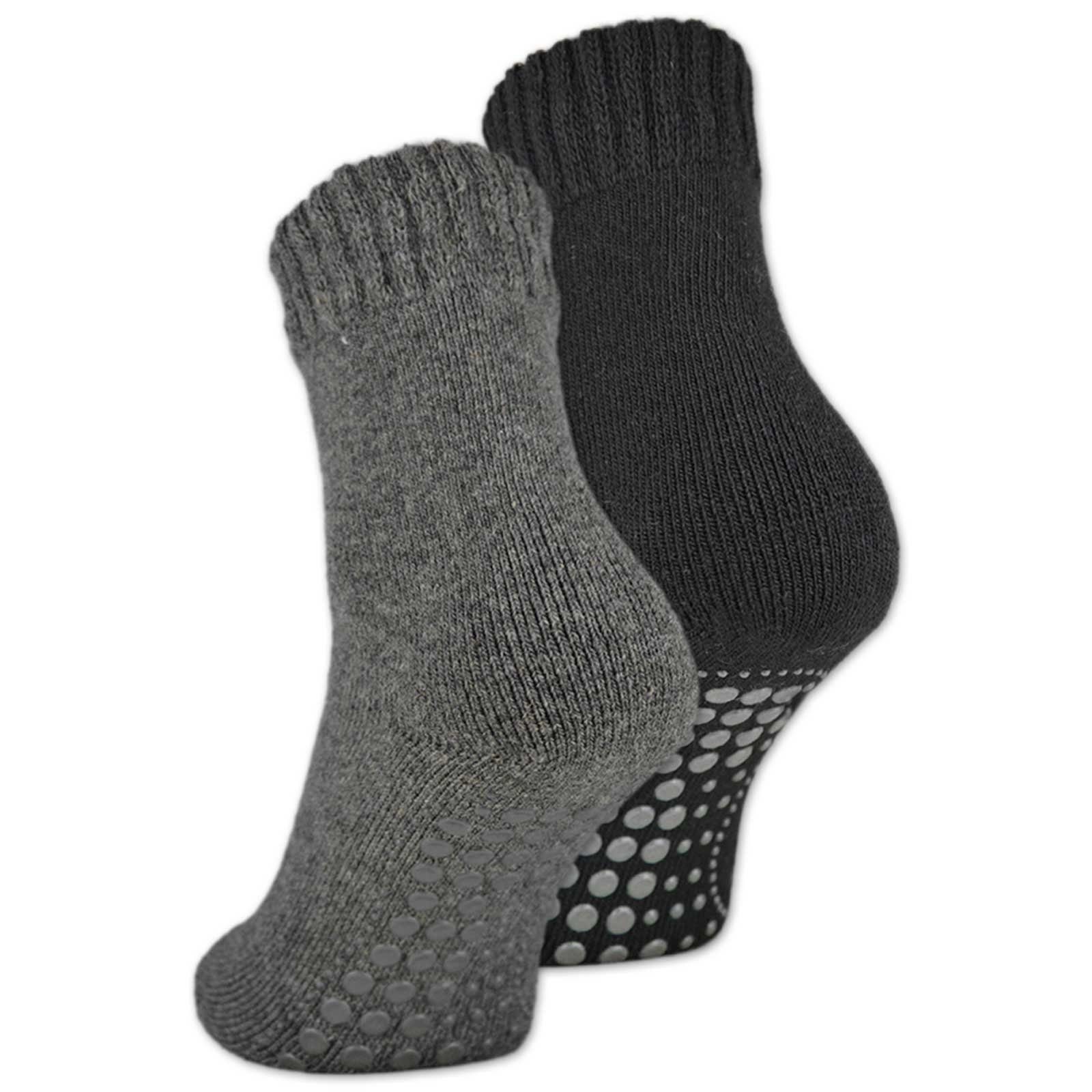 sockenkauf24 ABS-Socken 2, 4 Damen 43-46) Wolle Socken (Schwarz/Anthrazit, Socken 2-Paar, Paar Anti mit Herren ABS 21463 - 6 Rutsch WP oder &
