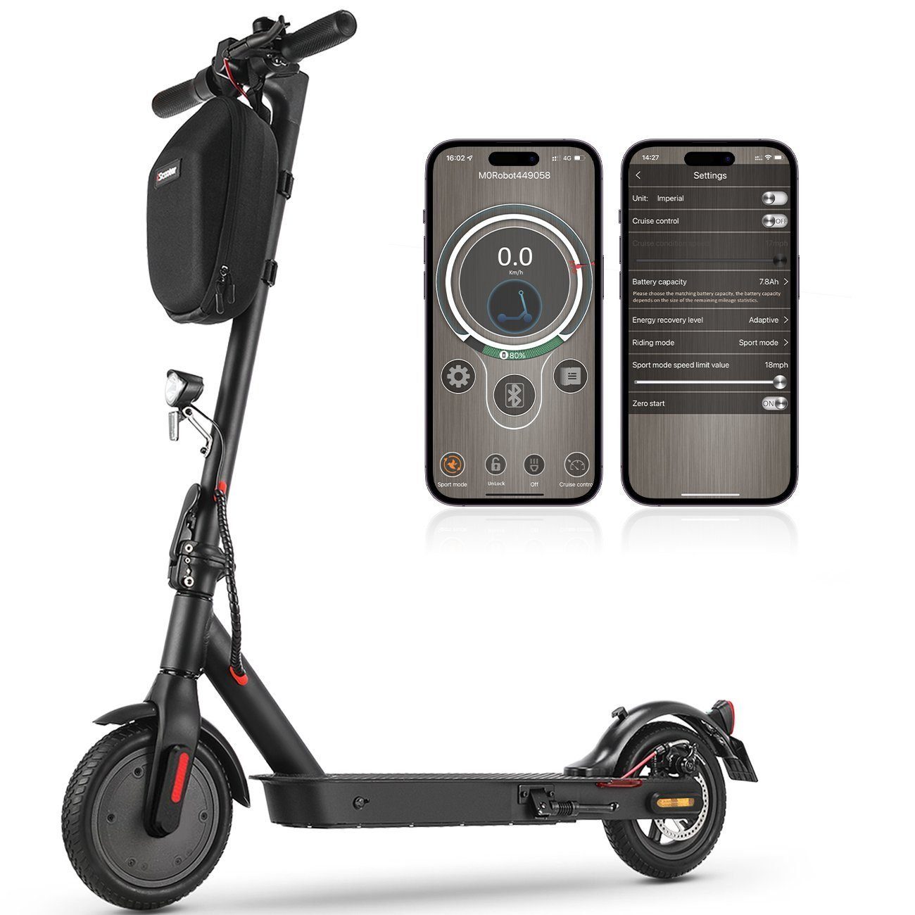 iscooter E-Scooter 8,5 Zoll E-Scooter mit Straßenzulassung ABE bis 120kg, 30km Reichweite, 350,00 W, 20,00 km/h, Doppelfederung, Aluminium faltbar, Duales Bremssystem, Wabenreifen