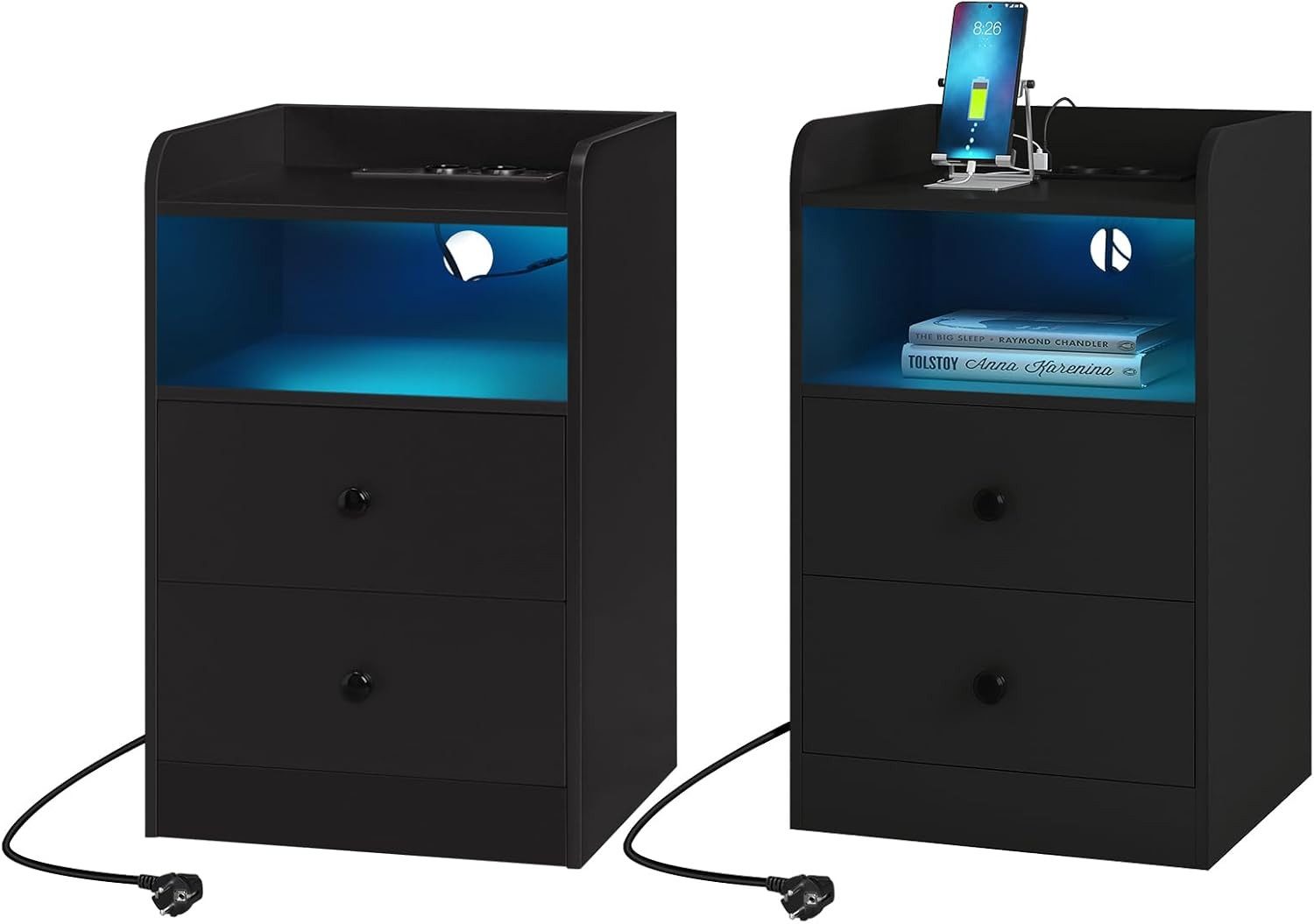 Woltu Nachttisch (2-St), Nachtschrank mit LED-Licht günstig online kaufen