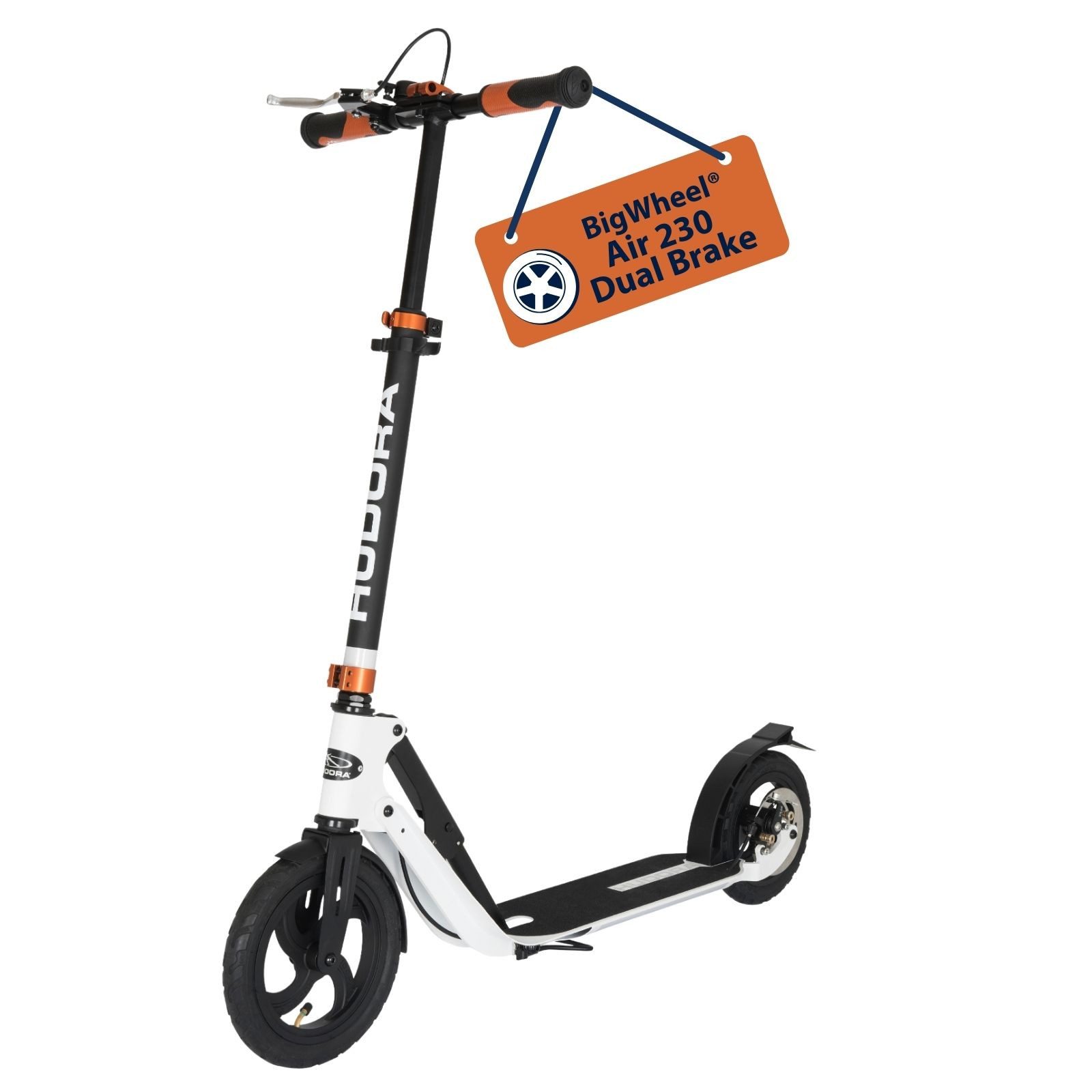 Hudora Cityroller BigWheel® Air 230 Dual Brake Scooter, einklappbarer, höhenverstellbarer Tretroller