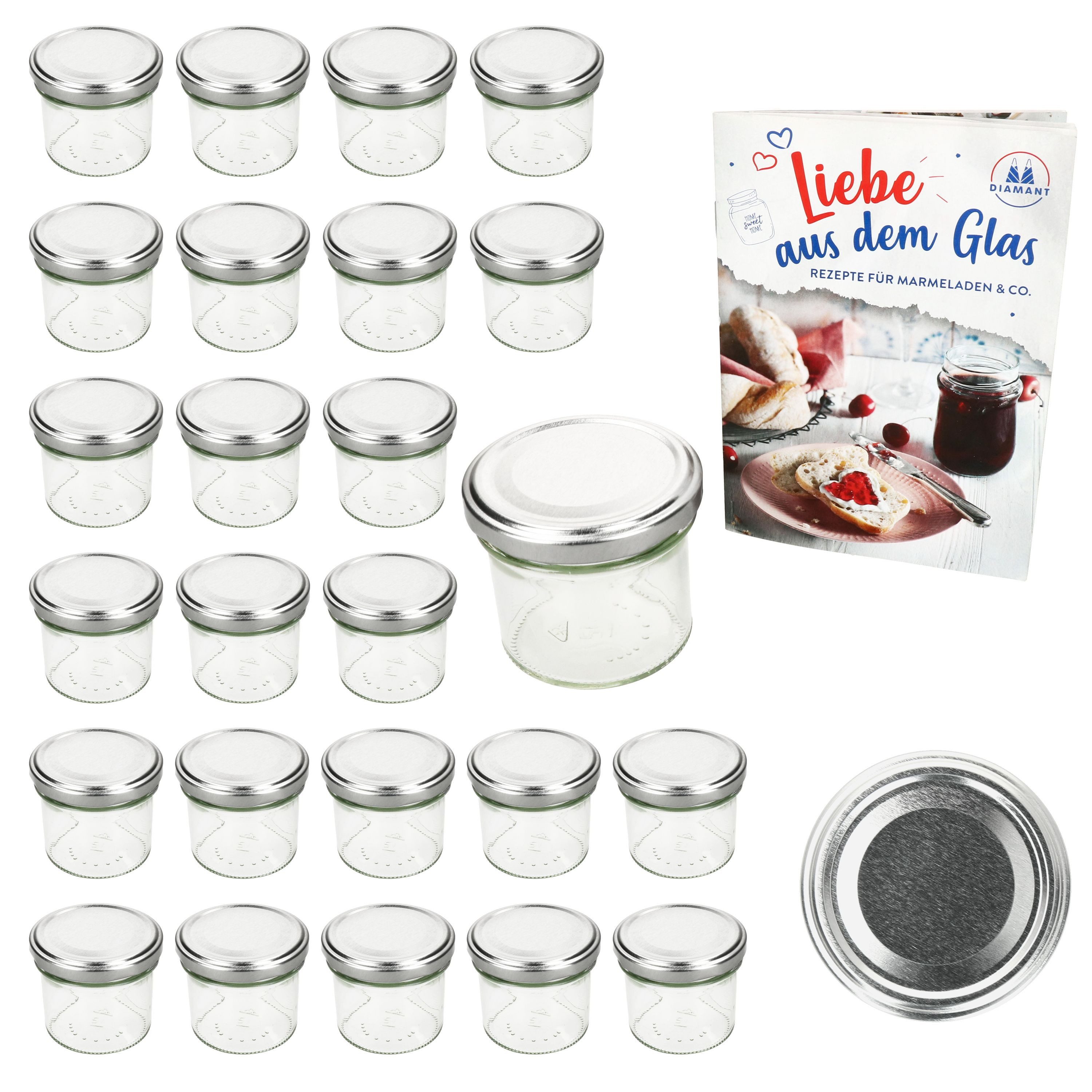 MamboCat Einmachglas 25er Set Sturzglas 125ml Einmachglas TO66 Silber Deckel, Glas – Bild 2 von 5