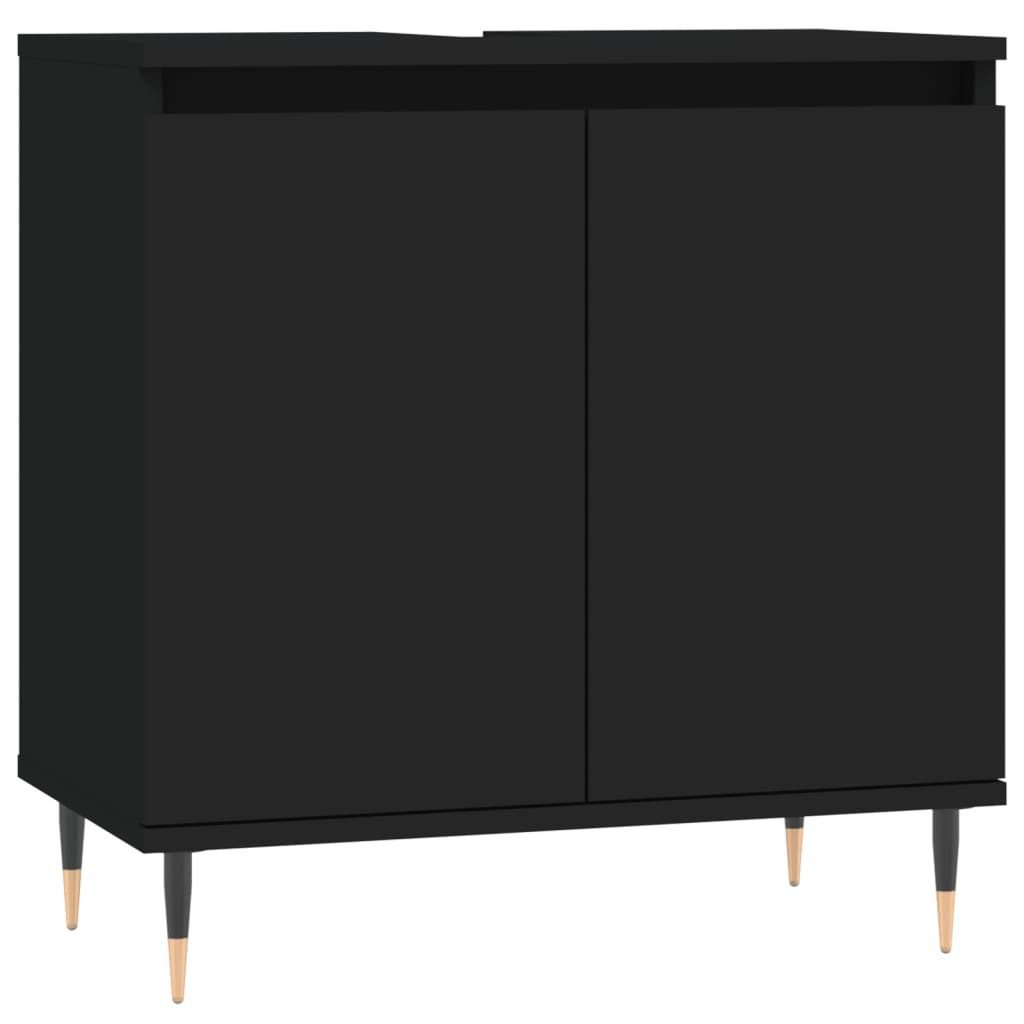 vidaXL Badkommode, Badschrank Schwarz 58x33x60 cm Holzwerkstoff