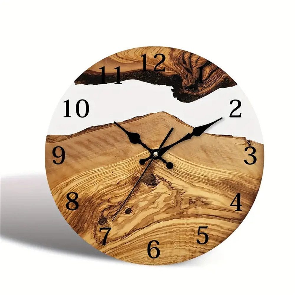 MOPUEA Wanduhr 30cm Rahmenlose Transparente Gehärtete Glas Uhr mit Leisem Quarzwerk (Rustikale Dekorativ für Küche Schlafzimmer Wohnzimmer, Bruchsicher)
