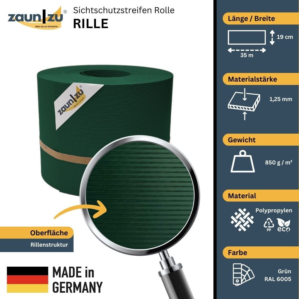 zaunzu Sichtschutzstreifen Rille für Doppelstabmatten Zaunblende günstig online kaufen