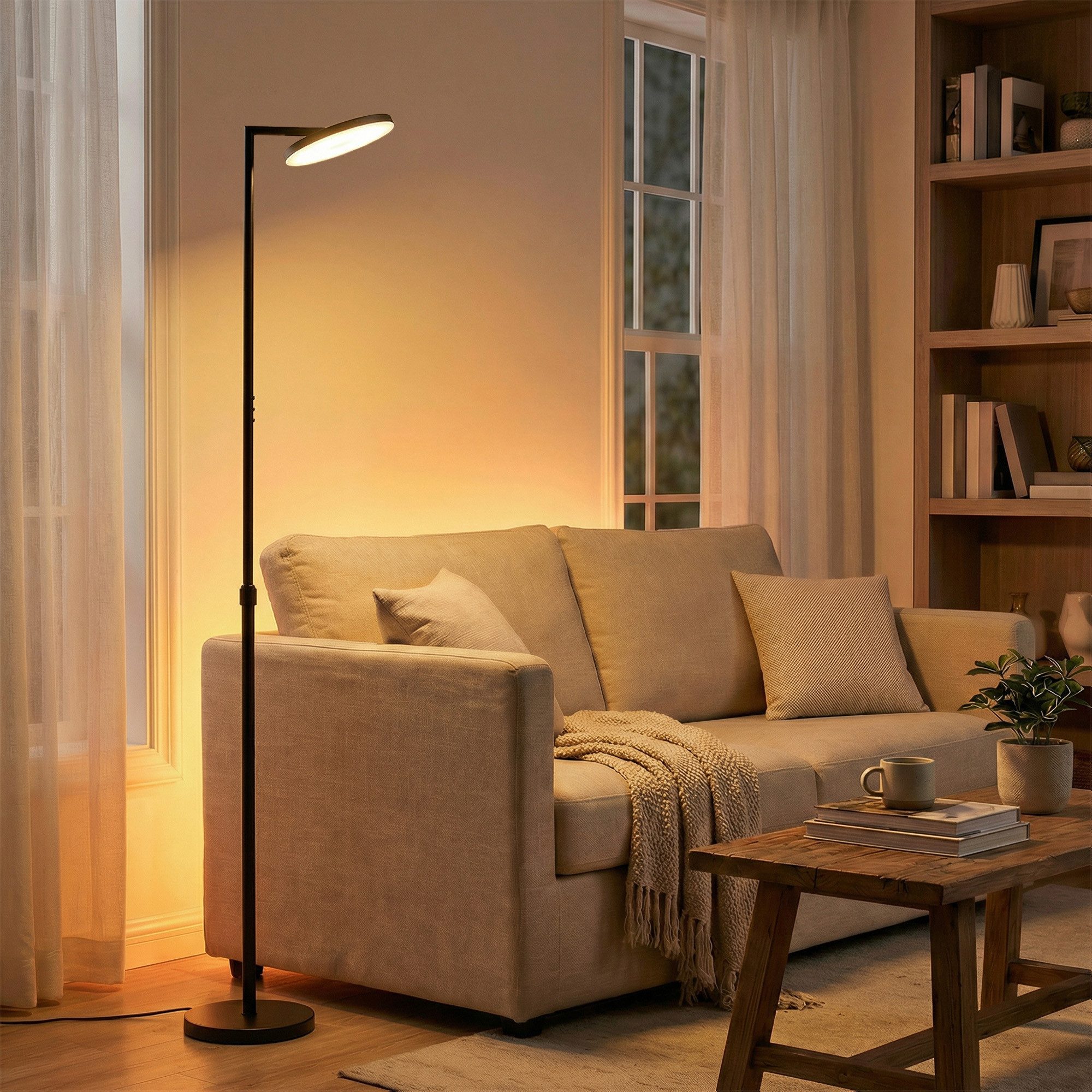 VASAGLE Stehlampe Stehlampe Wohnzimmer, LED-Stehleuchte, für Schlafzimmer, Büro, Timer, Standleuchte 36W, drehbarer Lampenkopf, Memory-Funktion