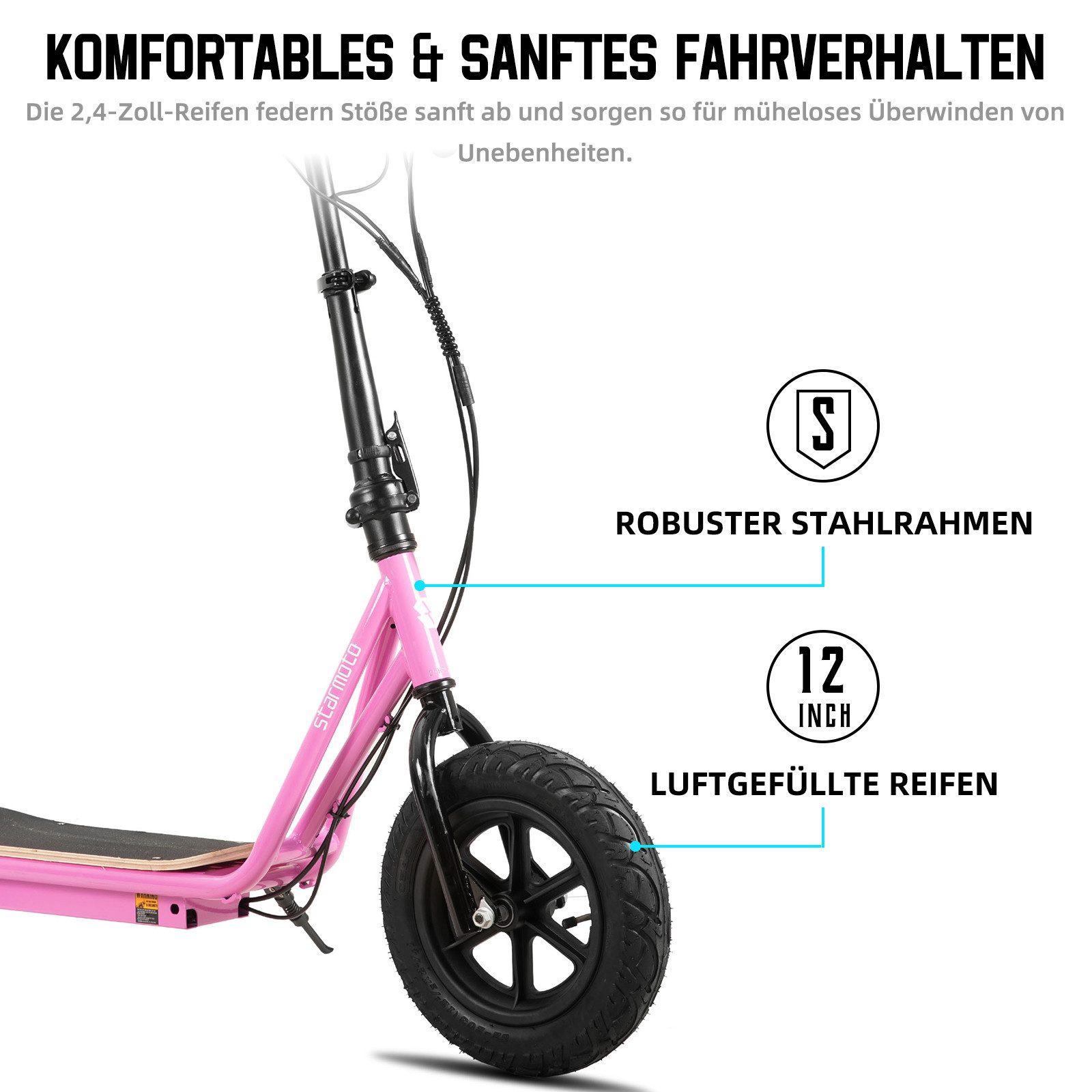 HILAND E-Scooter E-Scooter unisex mit Scheibenbremse & Hochstahl für Pendelfahrten, 22 km/h