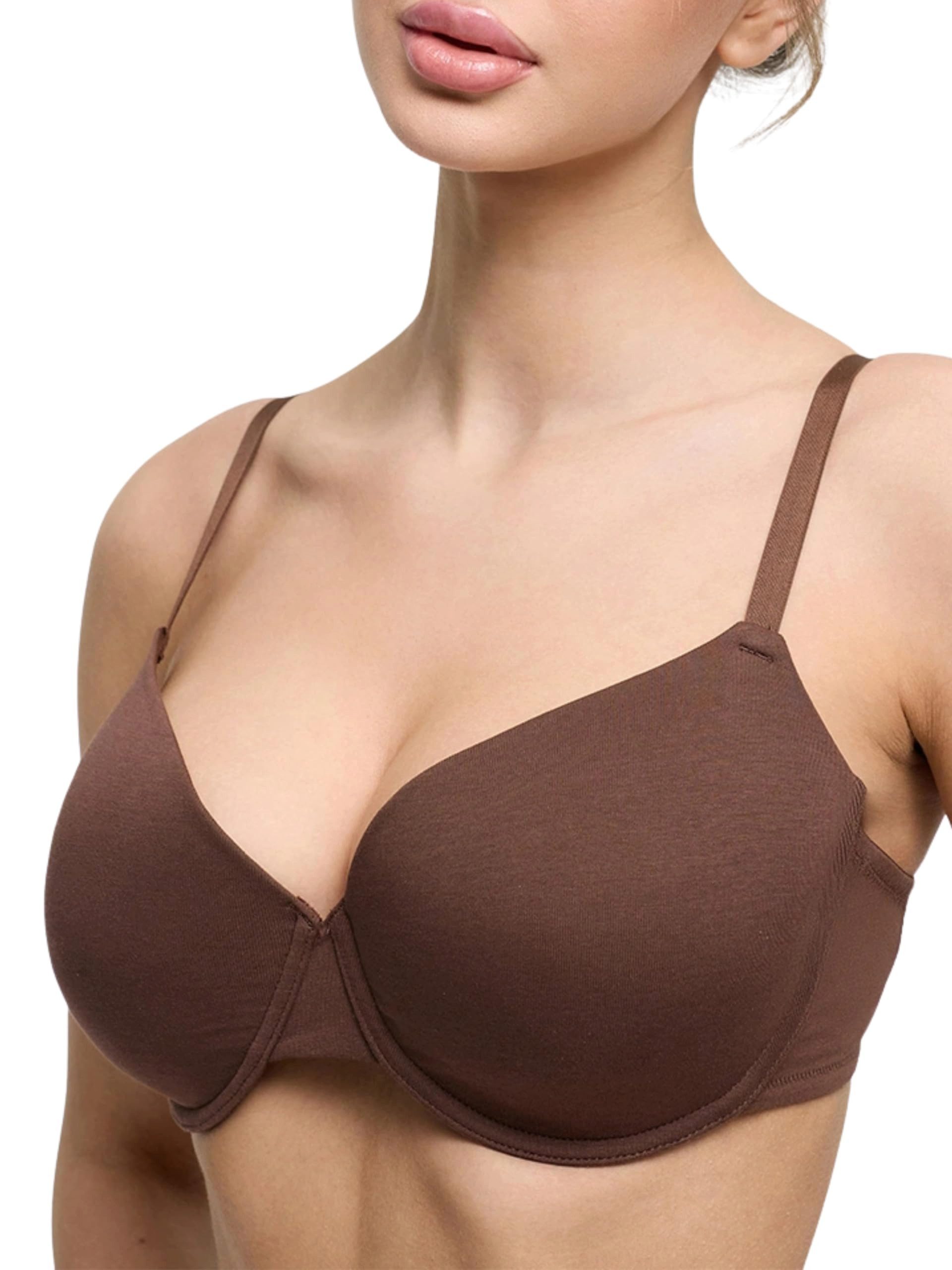cfab Push-up-BH Baumwoll-T-Shirt Bügel-BH-Braun-80B (1-tlg) günstig online kaufen