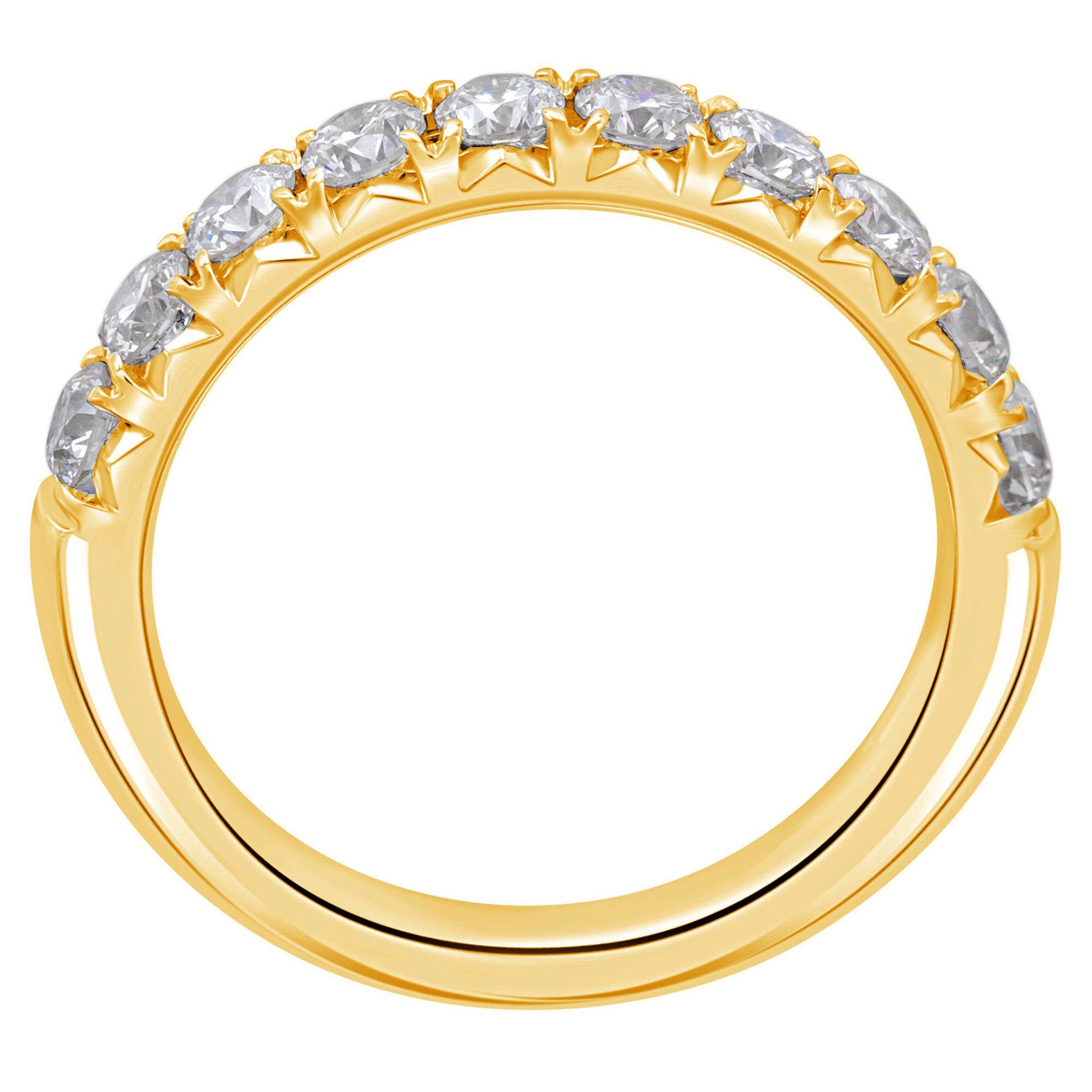 ONE ELEMENT Diamantring 0.25 ct Diamant Brillant Memoire Ring aus 585 Gelbgold, Damen Gold Schmuck Memoire