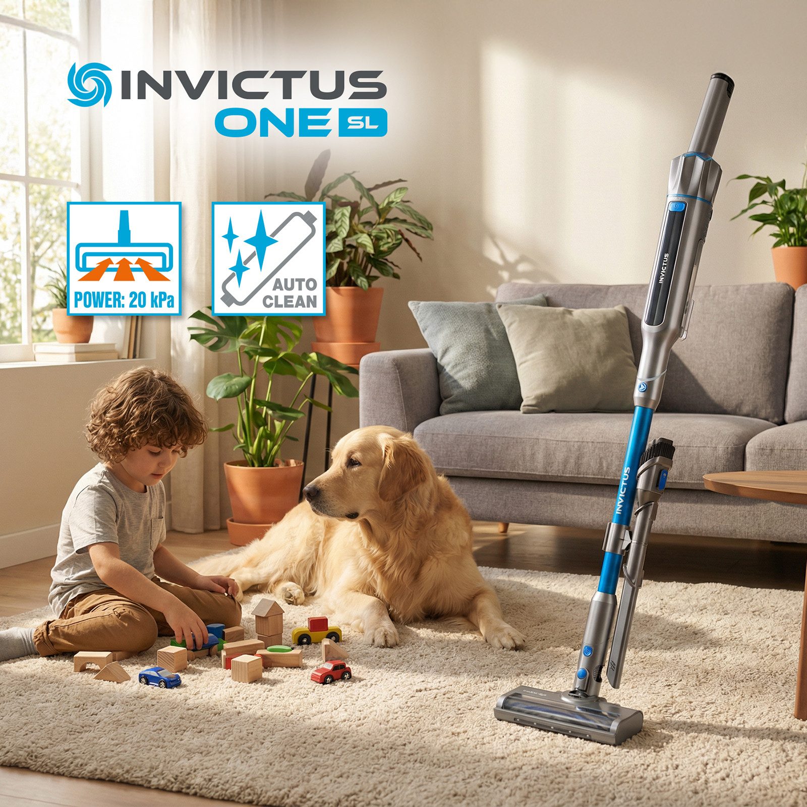 Genius Staubwischer Invictus ONE SL Hand- und Bodenstaubsauger mit Wischfunktion (Deluxe-Set, 18-tlg), inklus. Absaug- und Aufladestation