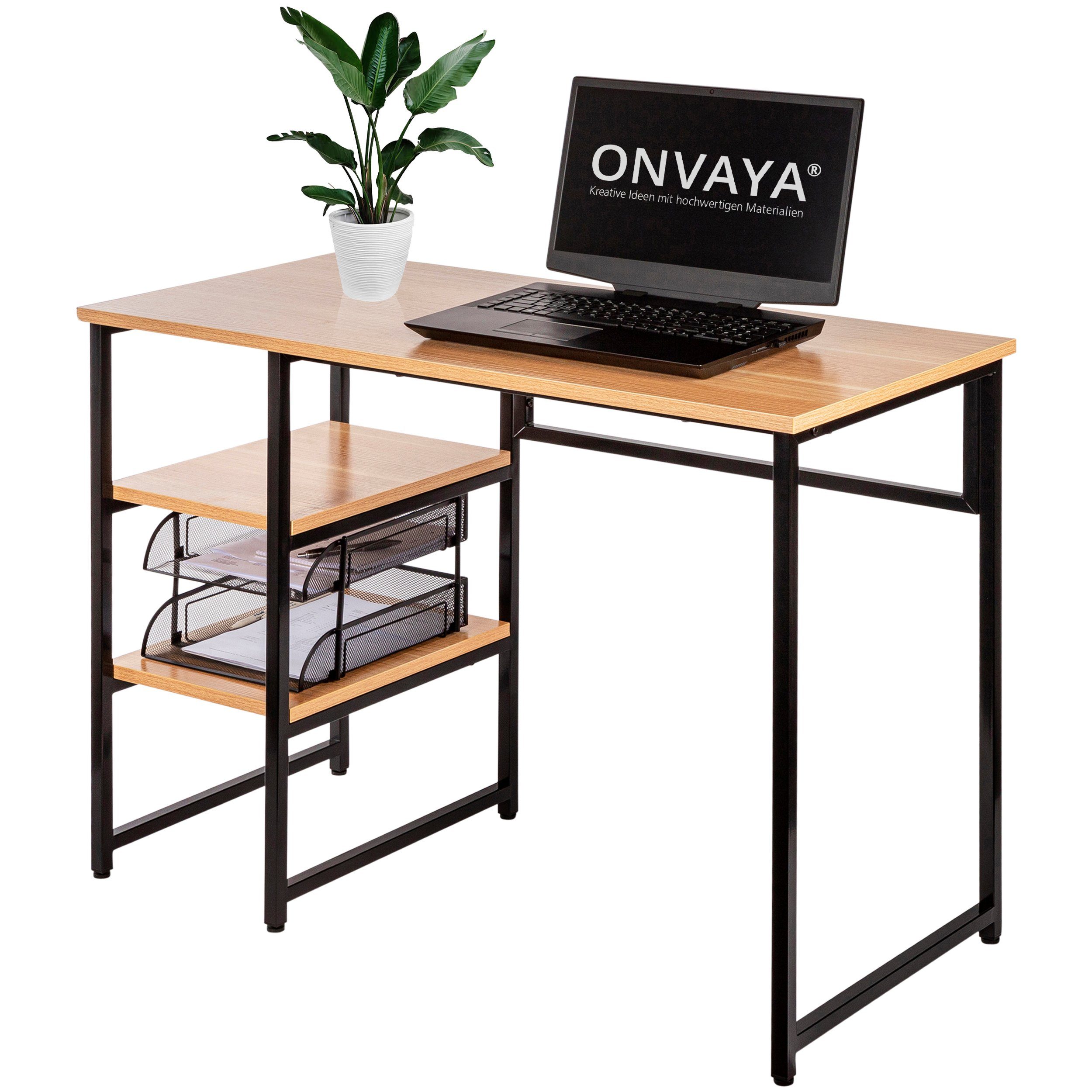 ONVAYA Schreibtisch »Schreibtisch, Computertisch mit Stauraum, Bürotisch,  Home Office-Tisch, Laptop & PC-Tisch, Tischplatte & Ablageflächen aus Holz,  Gestell aus Metall« online kaufen | OTTO