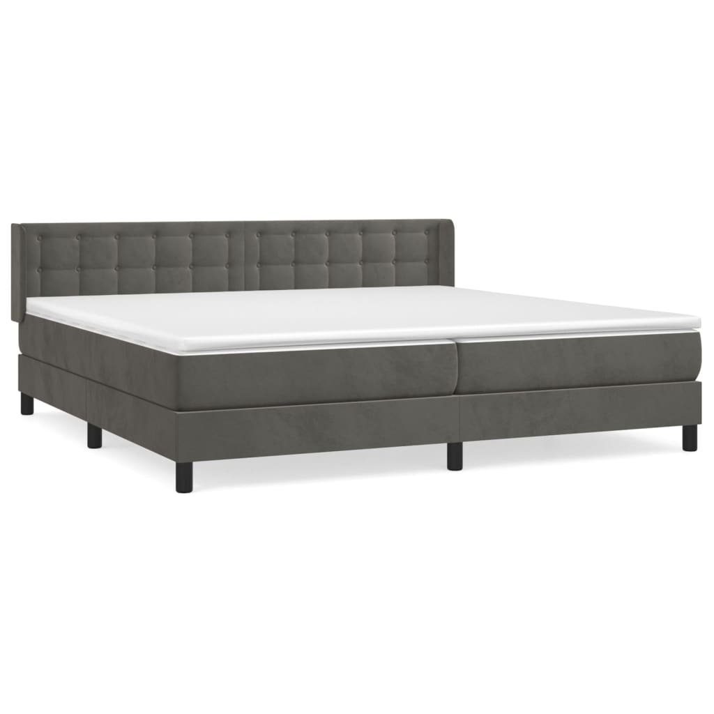 Boxspringbett 200 x 200 cm Boxspringbett mit Matratze Dunkelgrau 200x200 cm Samt Bet