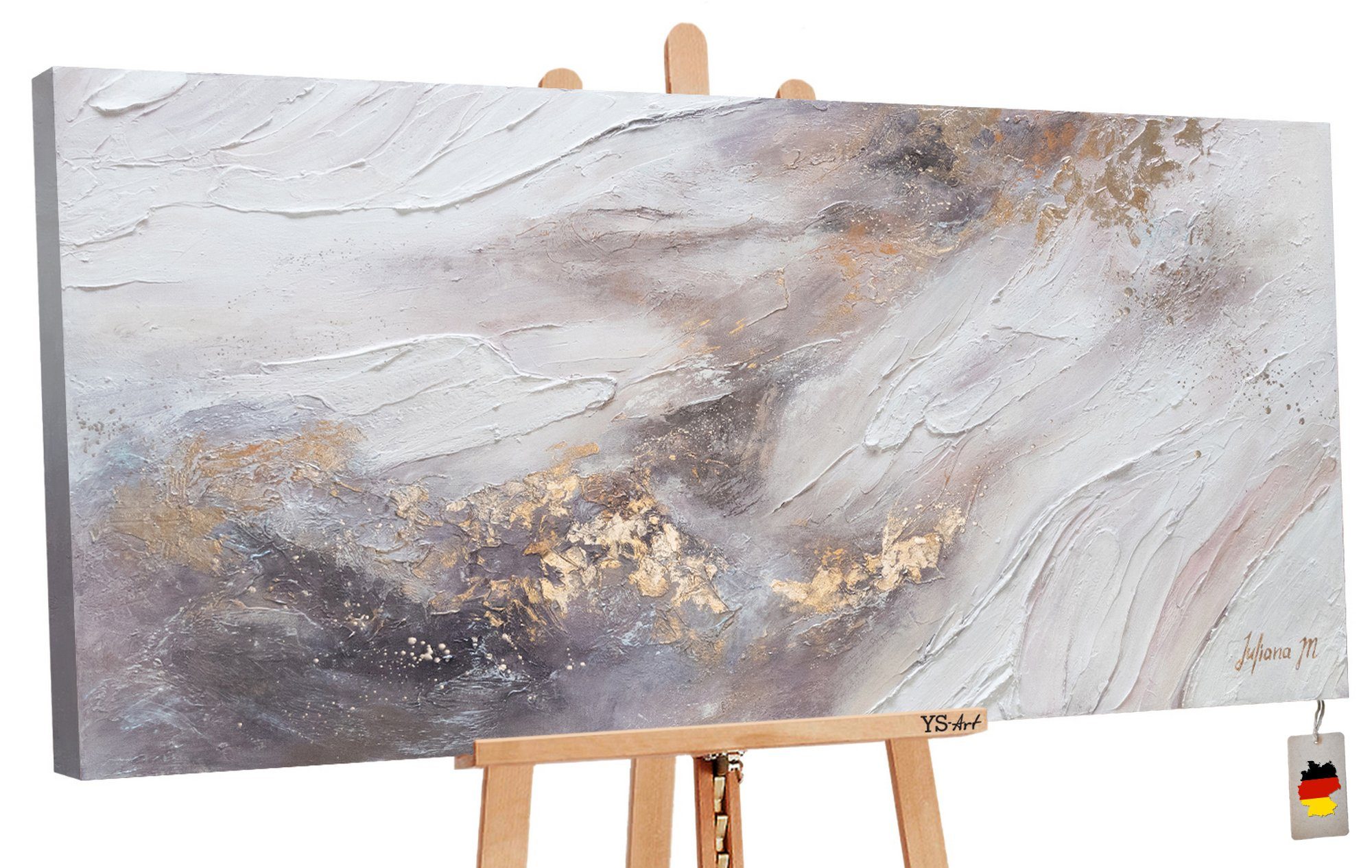 YS-Art Gemälde »Relax«, Abstrakte Bilder, Leinwand Bild Handgemalt Abstrakt  Gold Lila Weiß online kaufen | OTTO