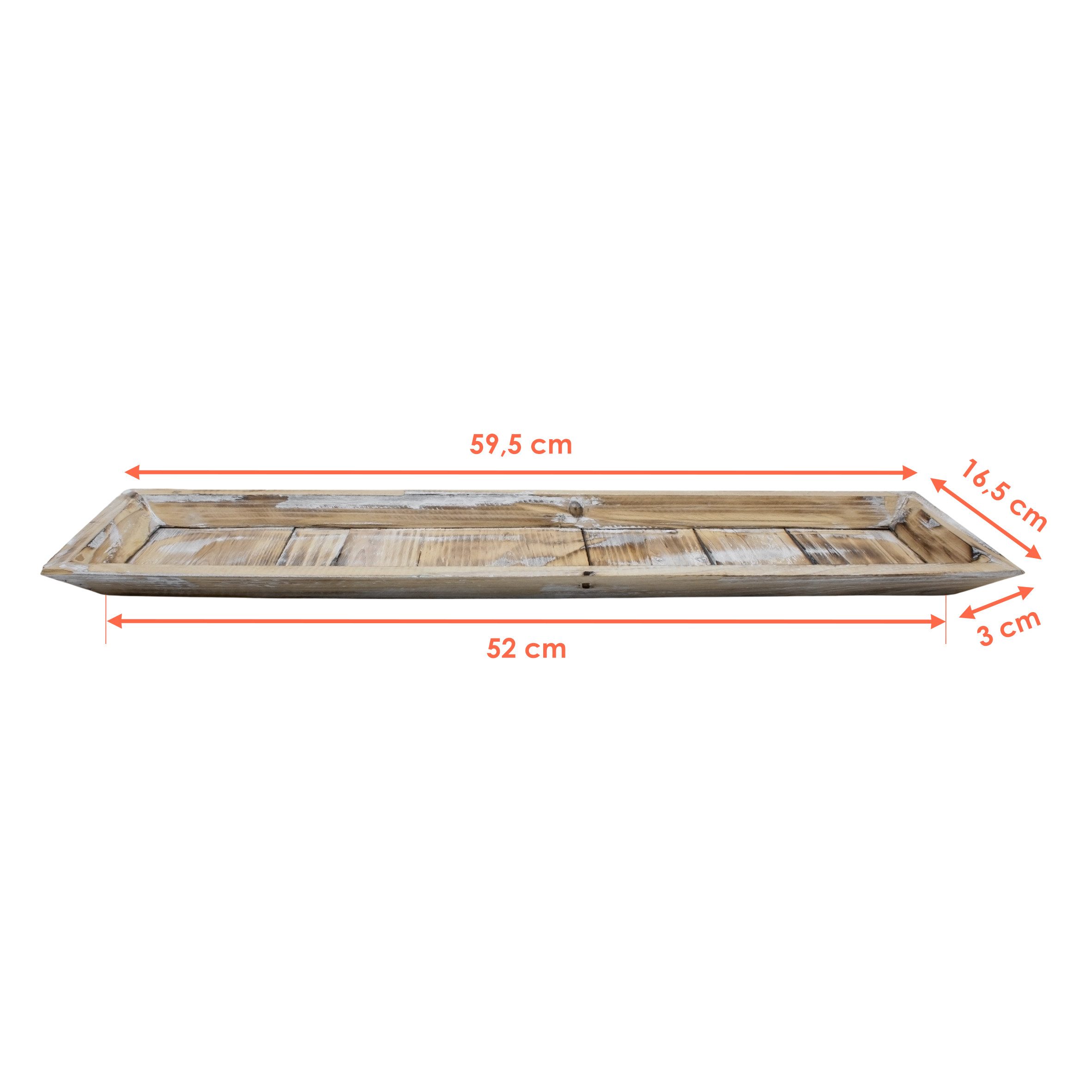 Spetebo Kerzentablett XL Holztablett shabby weiß - 60 x 16 cm (Anzahl, 1 St., Stück), mit erhöhtem Rand