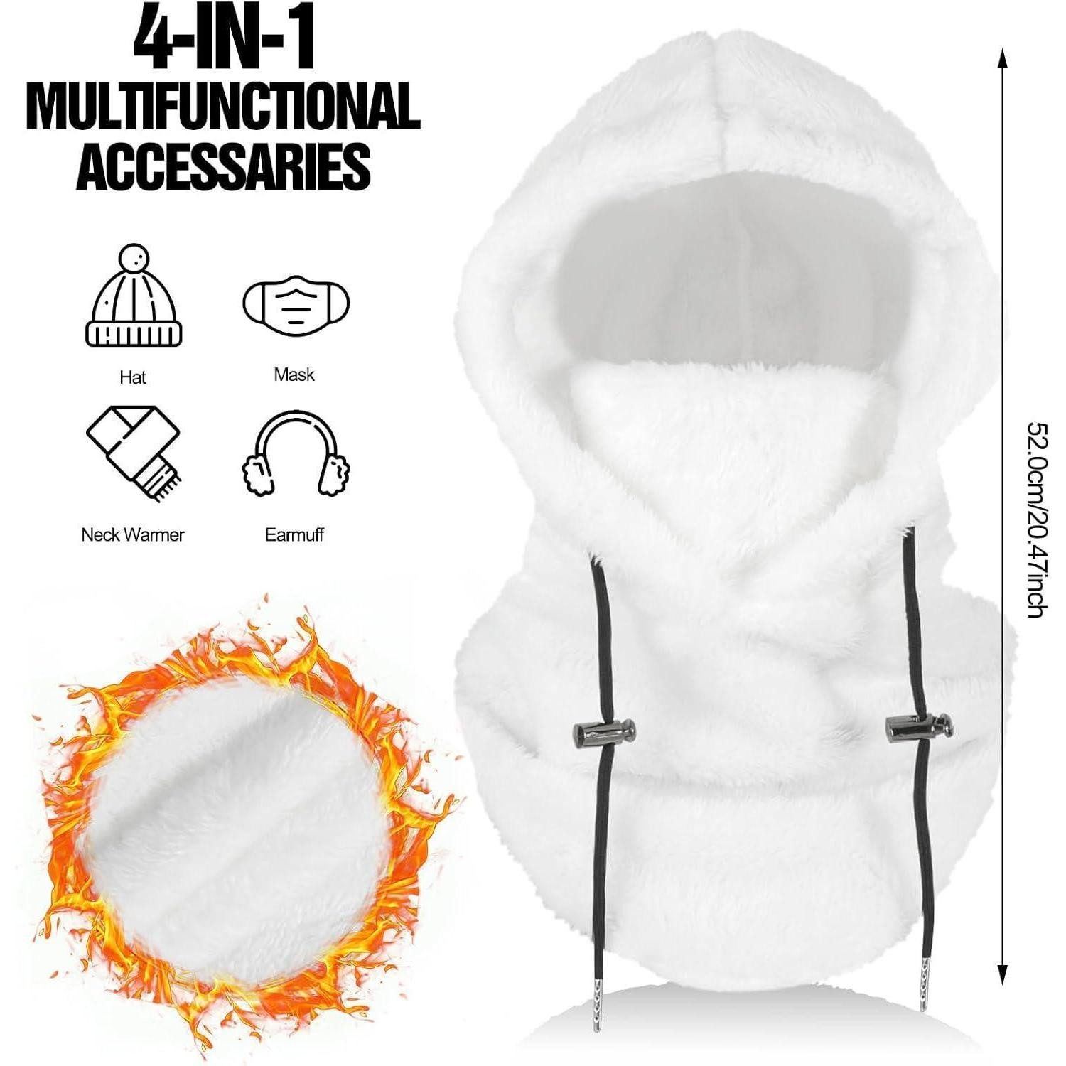 LuxusKollektion Sturmhaube Sturmhaube Thermofleece Skimaske winddicht Halswärmer Weiß