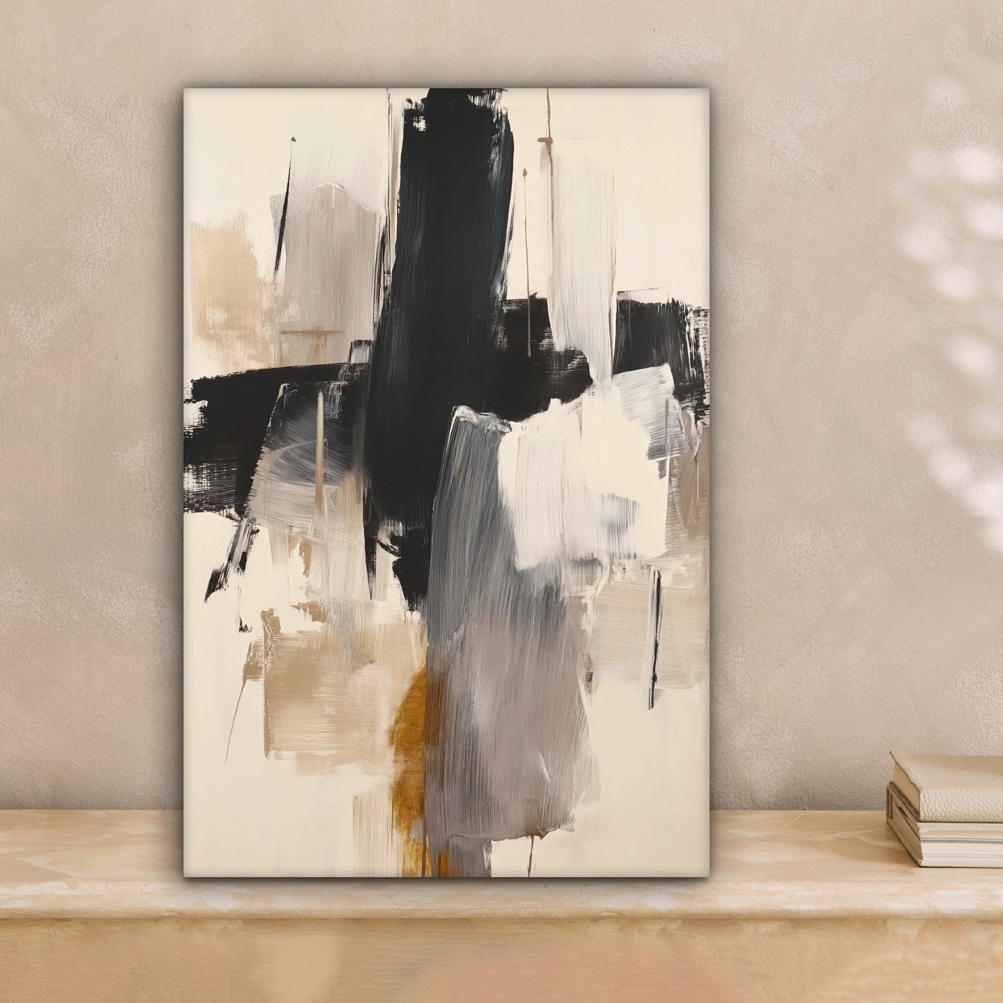 OneMillionCanvasses® Leinwandbild Pinselstriche - Grob - Abstrakt - Beige, günstig online kaufen