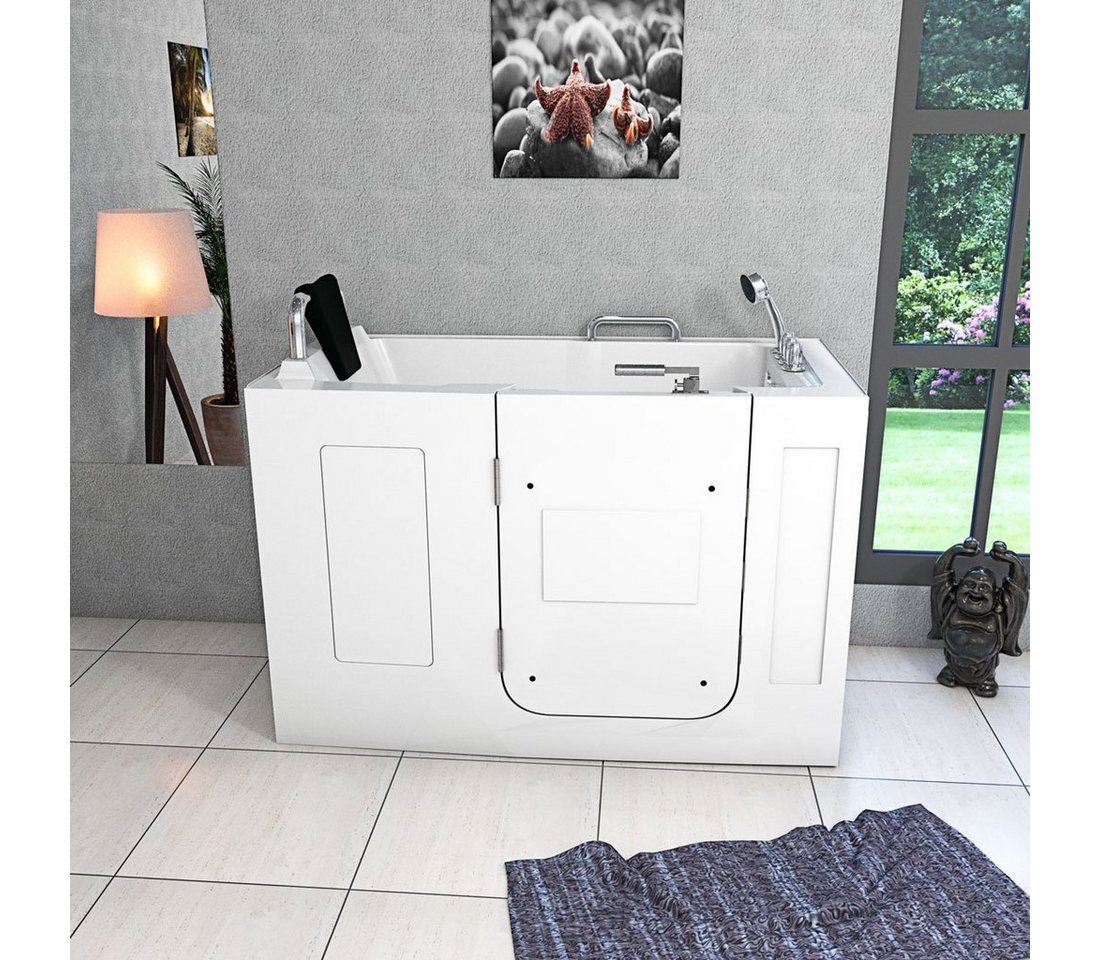 Thumbnail - AcquaVapore Badewanne Sitzbadewanne Senioren Wanne Sitzwanne mit Tür S07-TH-B 140x76cm, Schnelle Reinigung, Nackenstütze...