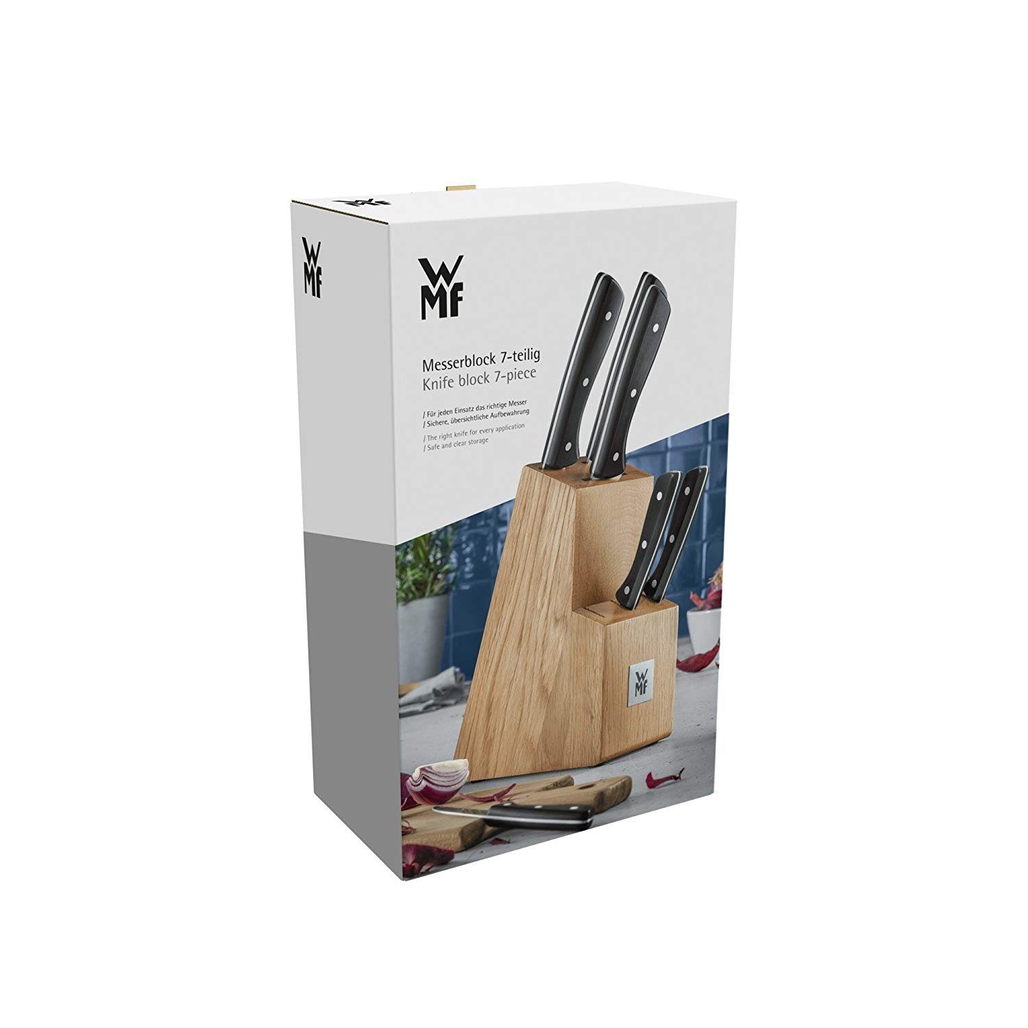 WMF Messerblock ProfiSelect (7tlg), 6 Messer geschmiedet, 1 Block aus Eichenholz Spezialklingenstahl