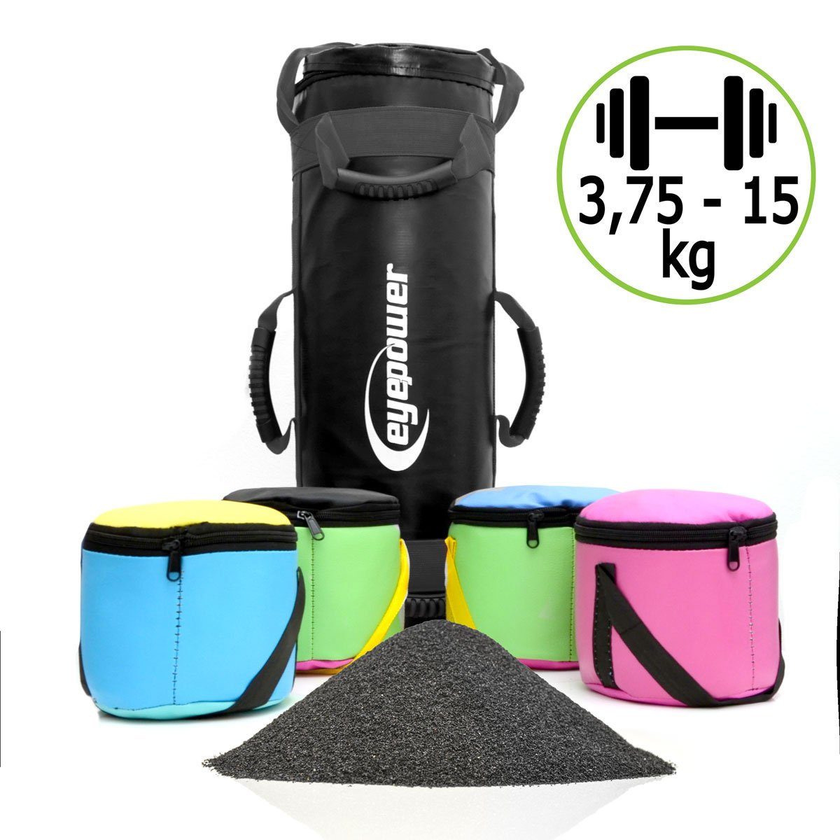 Training eyepower Sandsack Gewichtssack Power mit 15kg 18x50cm Gewichten Kettlebell 4 18x50 Bag cm,