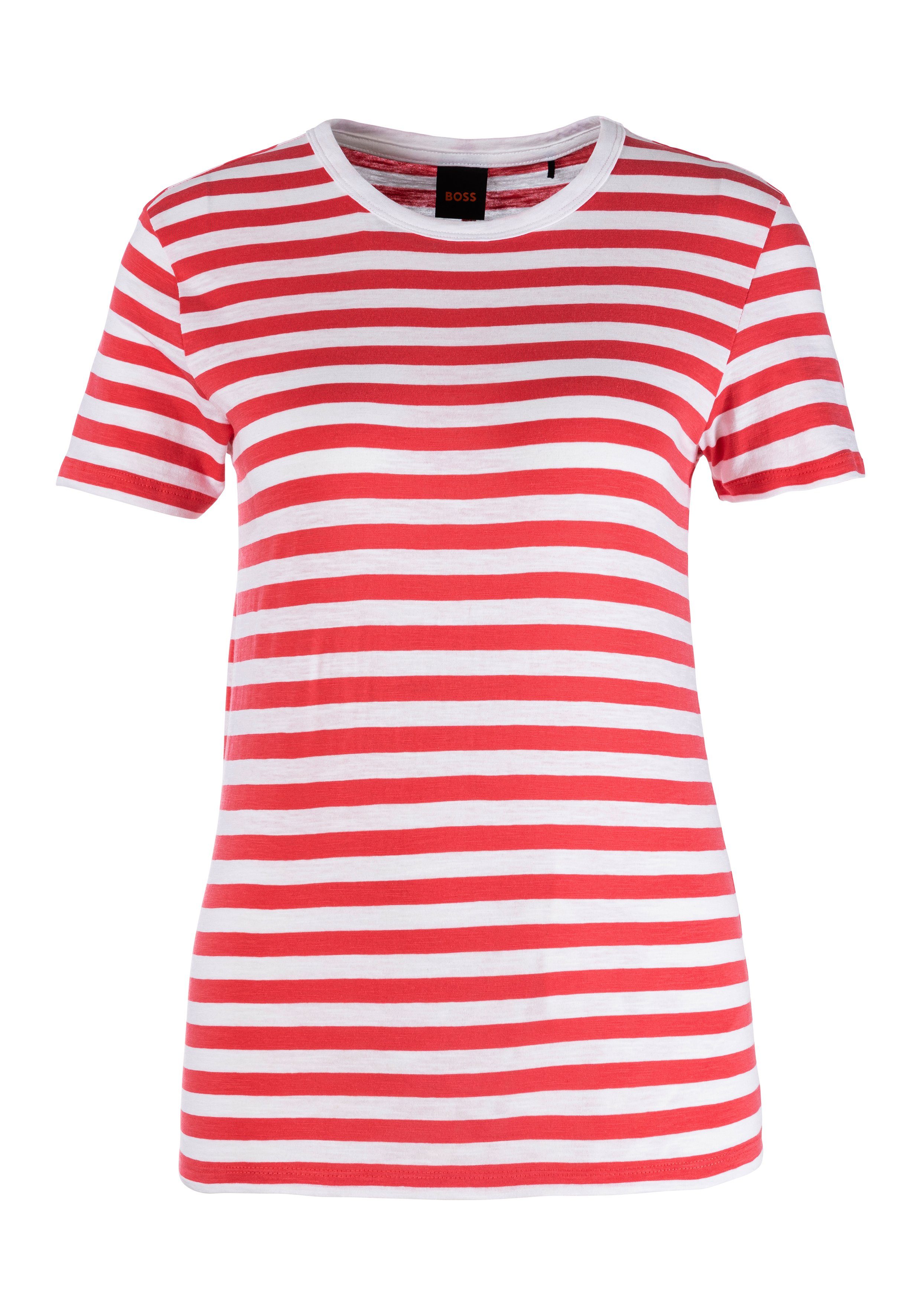 BOSS ORANGE T-Shirt C_Esla_Striped Premium Damenmode im gestreiften Design