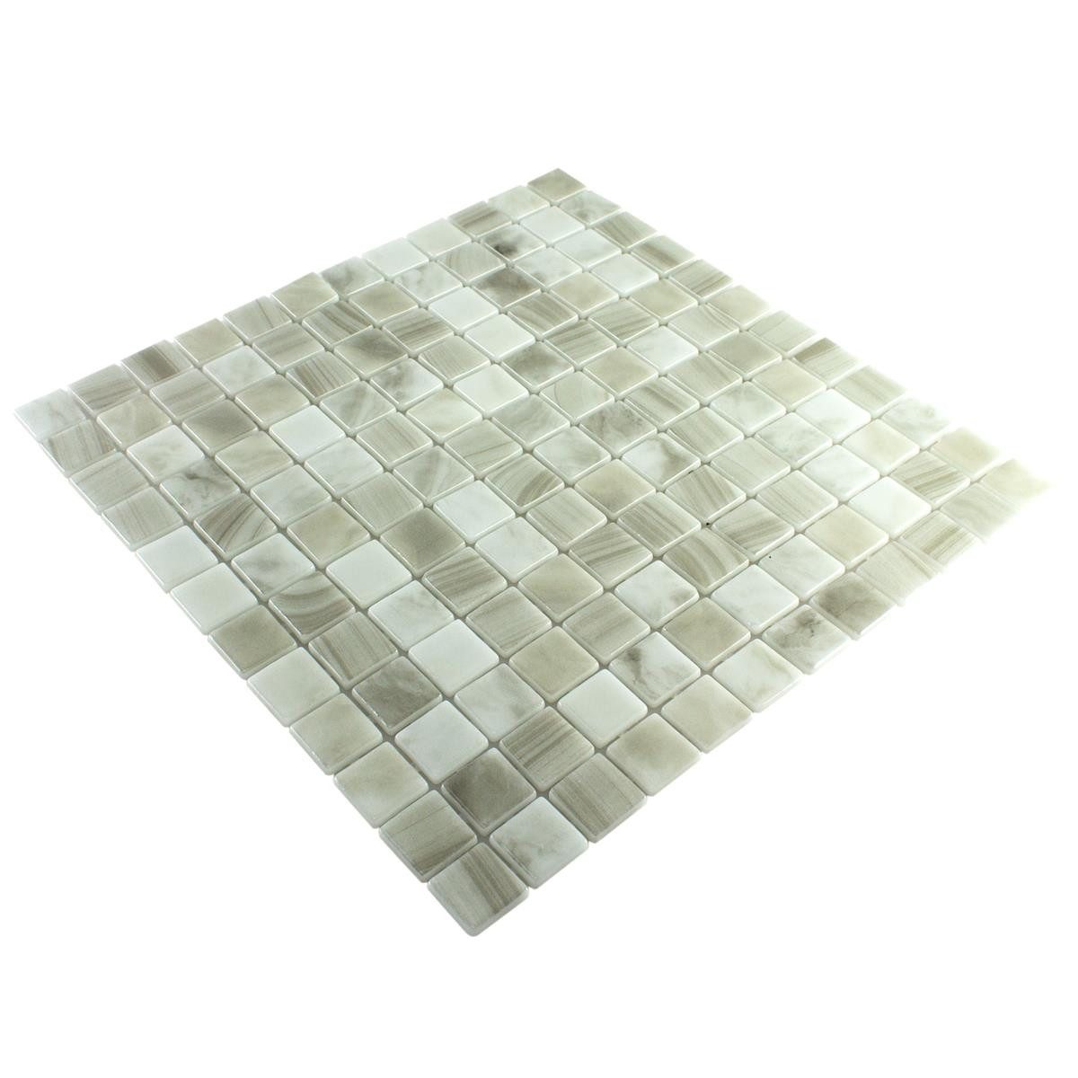 Mosafil Mosaikfliesen Glas Schwimmbad Pool Mosaik Fliesen Baltic 25x25 mm, Glas 31.600x31.600, beige, Punktverklebt - Frostsicher - Wasserdicht - Wasserfest - Rutschfest
