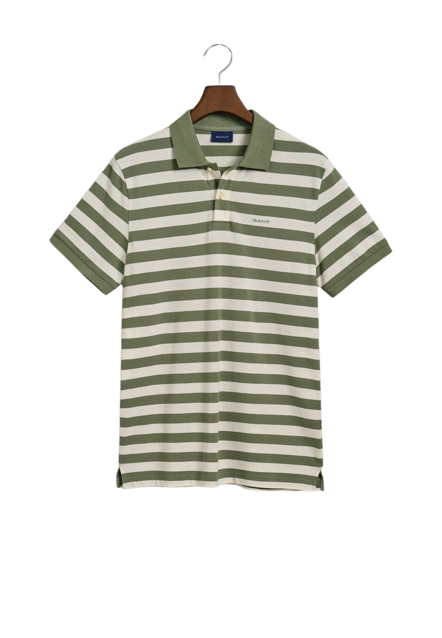 Gant Poloshirt Poloshirt Gestreiftes Pique Polo Kurzarmshirt grün