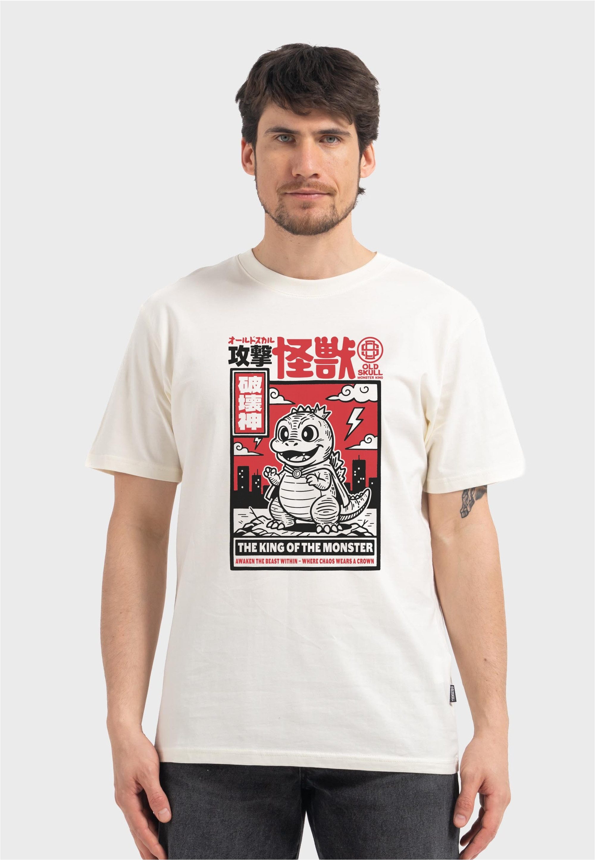 Oldskull T-Shirt Asian Mini Monster Graphic mit großem Japan-Motivdruck
