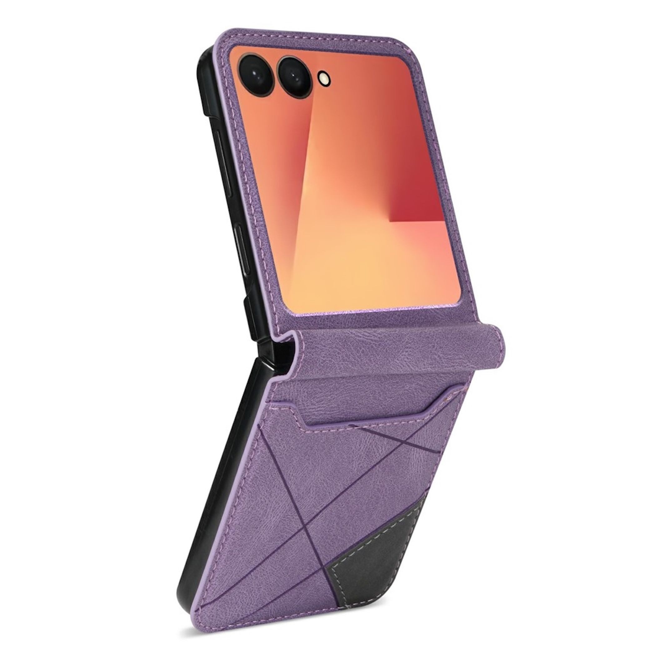 Wigento Handyhülle Klapphülle für Samsung Galaxy Z Flip8 Kunstleder Kartenfach Lila 6,90 Zoll, Kartenfach, Klappdesign, Rundumschutz