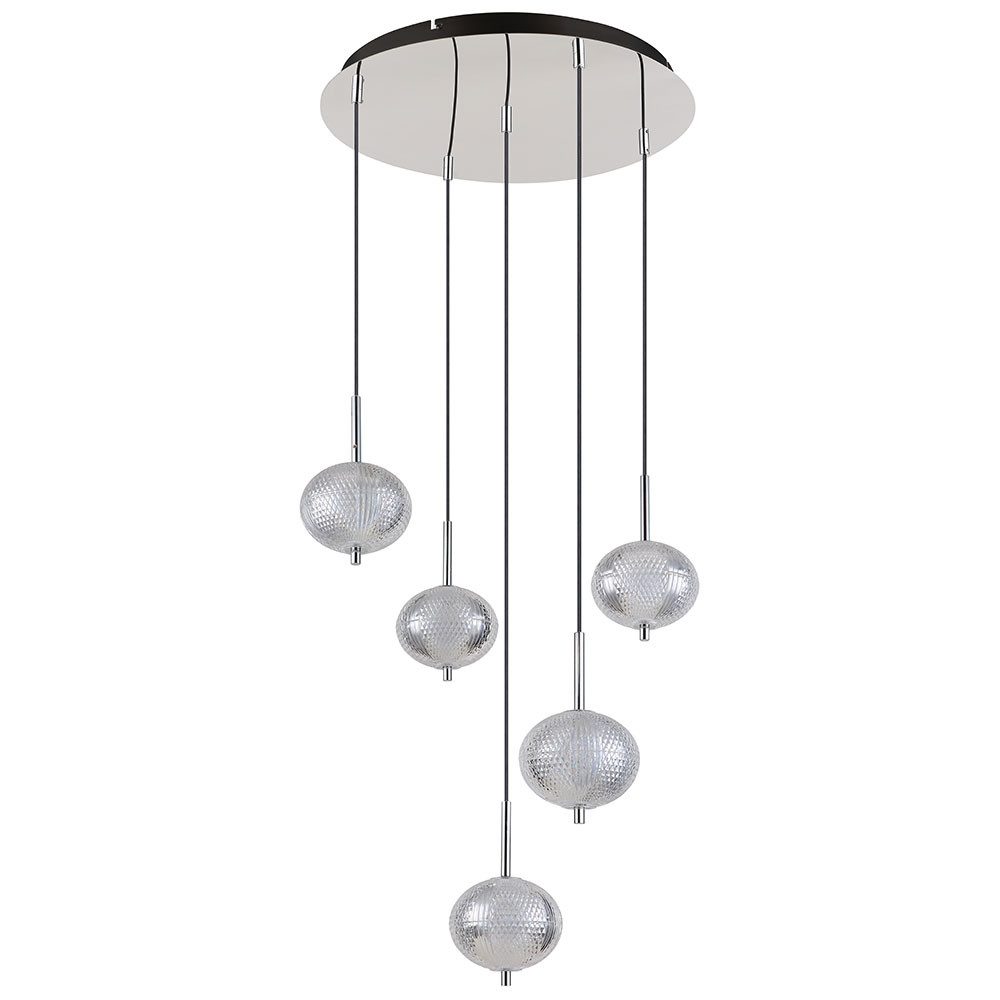GLOBO LIGHTING LED-Hängeleuchte, LED-Leuchtmittel fest verbaut, Kaltweiß, Warmweiß, Neutralweiß, Tageslichtweiß, Farbwechsel, Hängelampe Esszimmerleuchte Pendelleuchte LED Kugeln klar CCT Metall