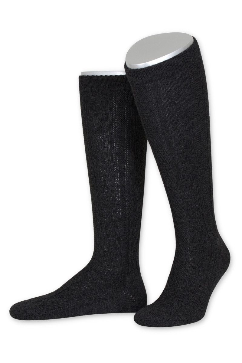 Lusana Trachtensocken Trachten Kniestrümpfe - L4910 - lodengrün, schwarz, s günstig online kaufen
