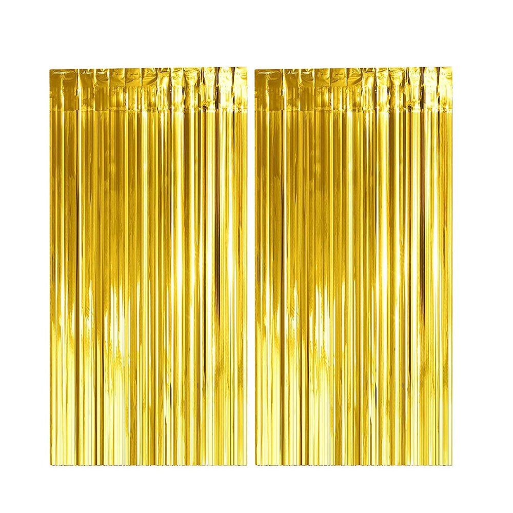 CTGtree Luftschlange Metallic Tinsel Vorhange Hintergrund Fringe Glitzervorhänge 10stk Helle goldene Regenseide