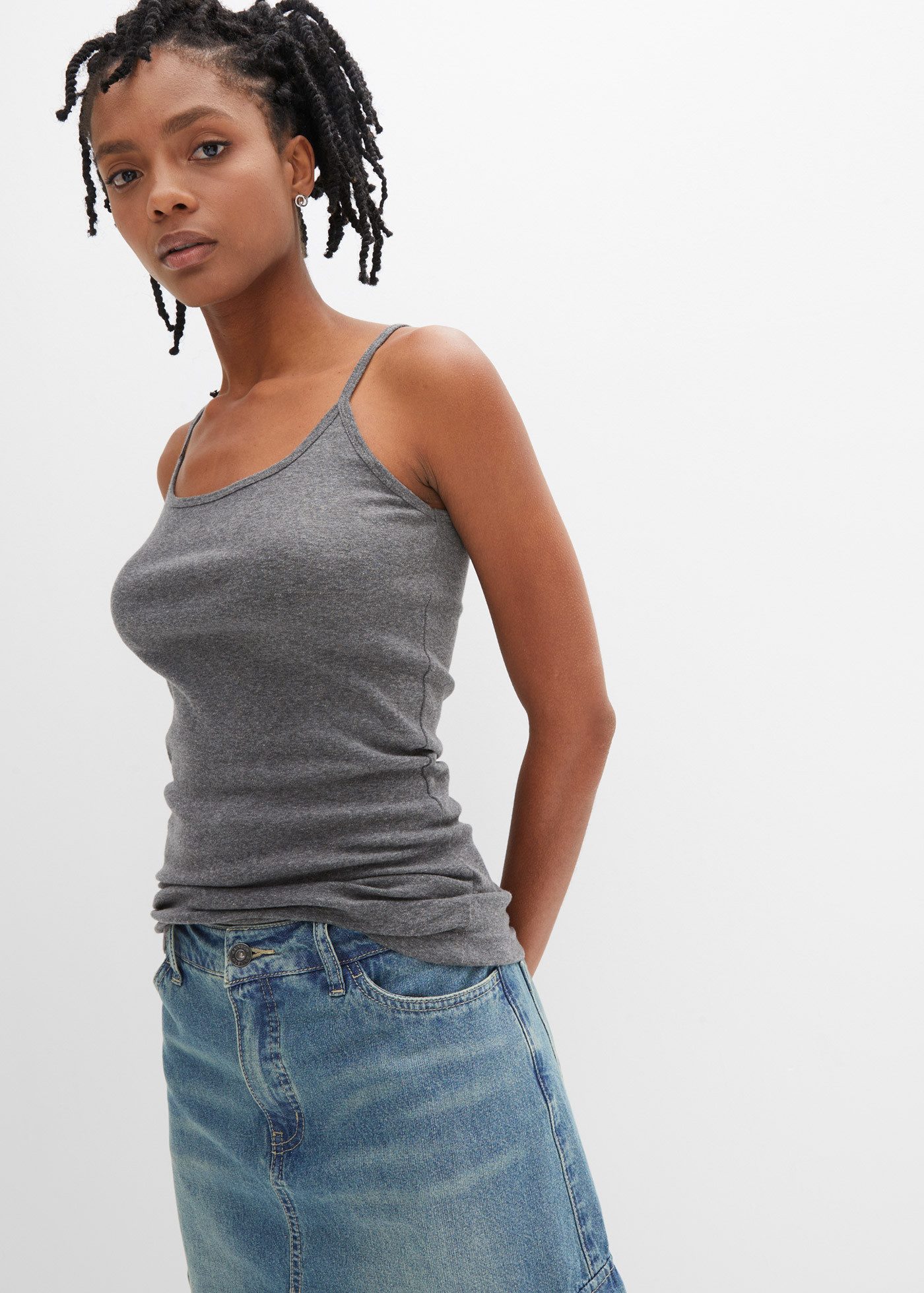 bonprix Spaghettitop (Packung, 2-tlg., 2) Spaghettiträger-Top aus reiner Ba günstig online kaufen