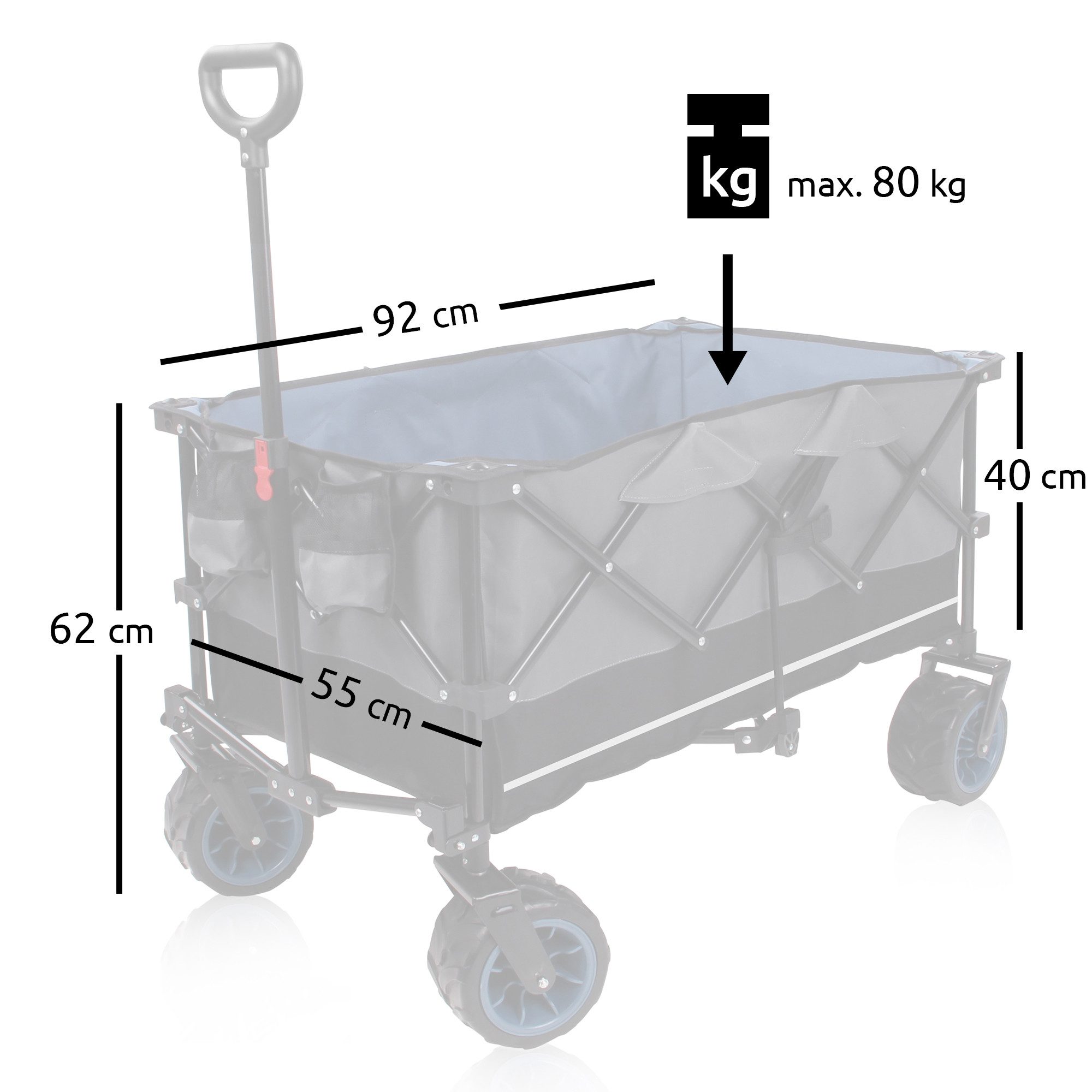 yourGEAR Bollerwagen yourGEAR faltbarer Bollerwagen Trolley XL Strandwagen Breitreifen