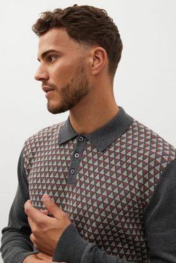 Next Polokragenpullover Durchgeknöpftes Strick-Polohemd mit Geomuster (1-tlg)