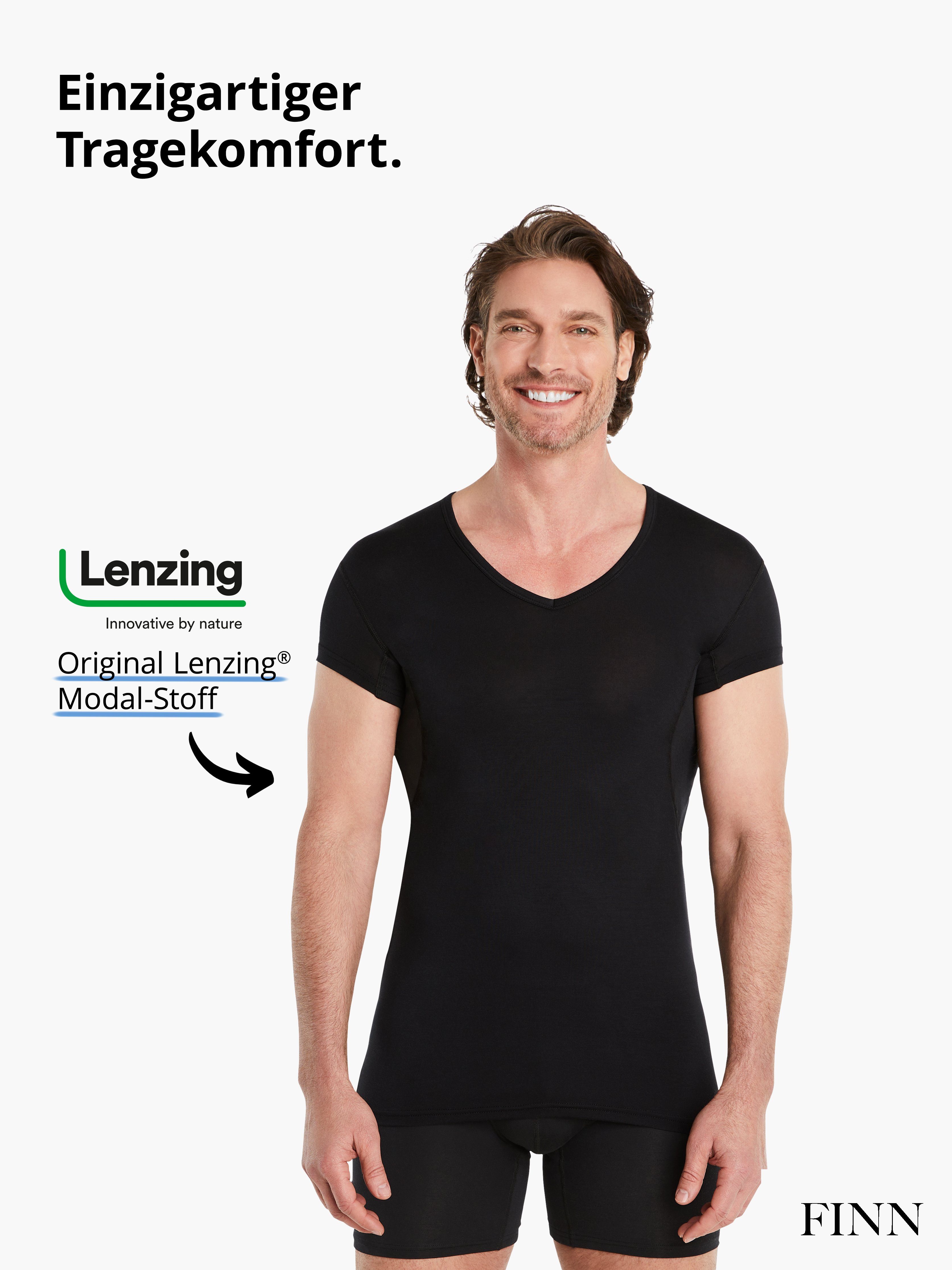 und Schwarz mit Anti-Schweiß extra Herren mit verkürztem Design Kurzarm-Hemden Unterhemd kurzen Perfekt Ärmel Polo-Shirts FINN Unterhemd Ärmeln - unter