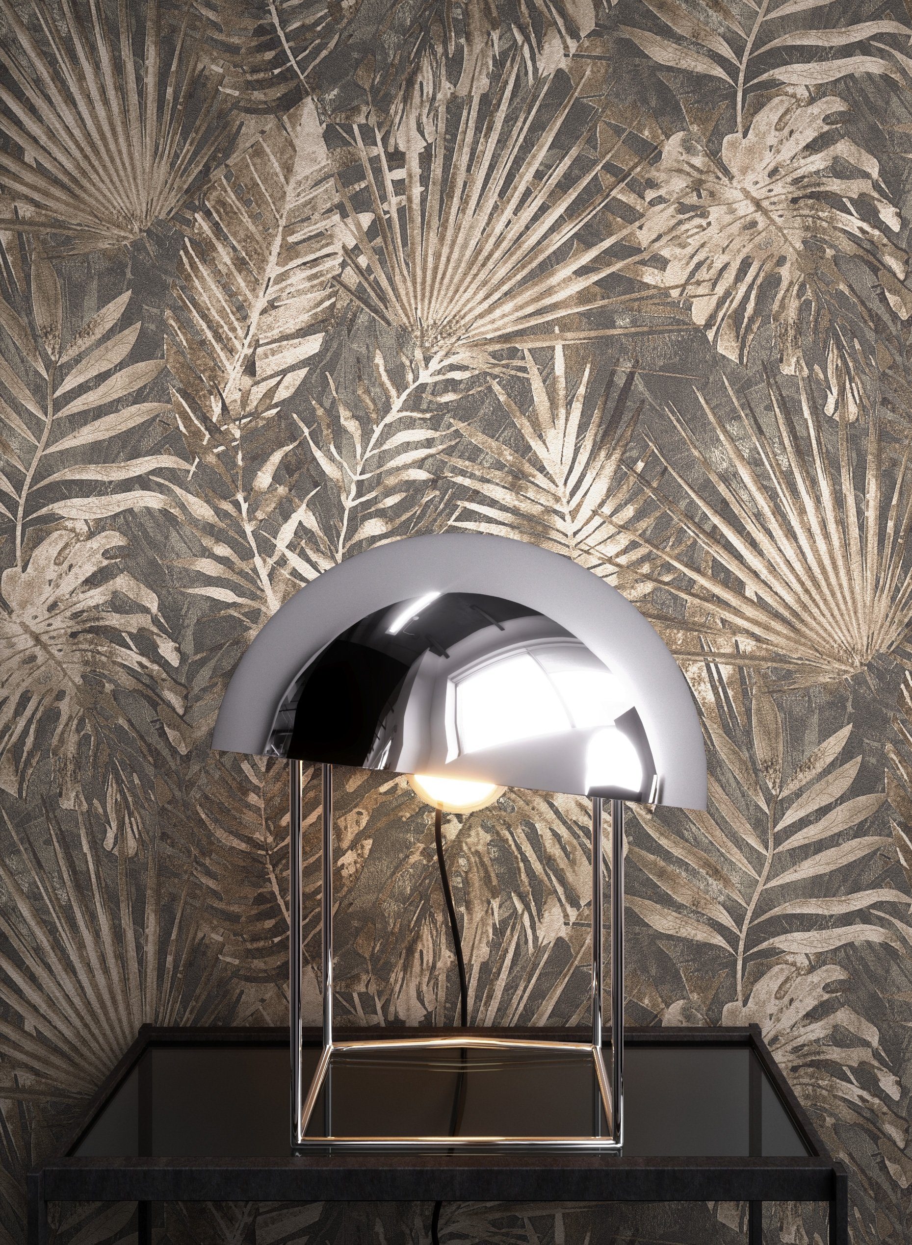 Newroom Vliestapete Tina Tapete Dschungeltapete Dschungel,Blätter,Monstera, Braun Tapete Tropisch Dschungel - Dschungeltapete Struktur Beige Anthrazit Floral Modern Blätter Monstera für Wohnzimmer Schlafzimmer Flur, Struktur