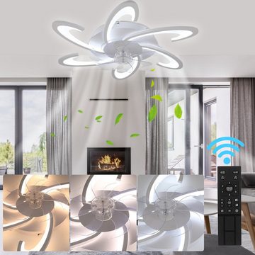 oyajia Deckenleuchte 85W Deckenventilator Dimmbar, 2-in-1 Deckenleuchte 6 Geschwindigkeiten, LED fest integriert, Kaltweiß/Naturweiß/Warmweiß, Deckenventilatoren für Wohnzimmer Esszimmer Küche Schlafzimmer