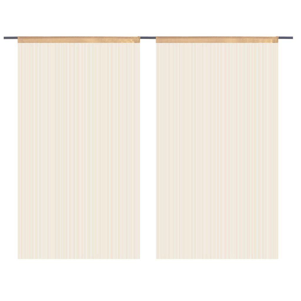 (2 furnicato, Vorhang 100 Stk. Fadenvorhänge 250 x cm Beige, St) 2