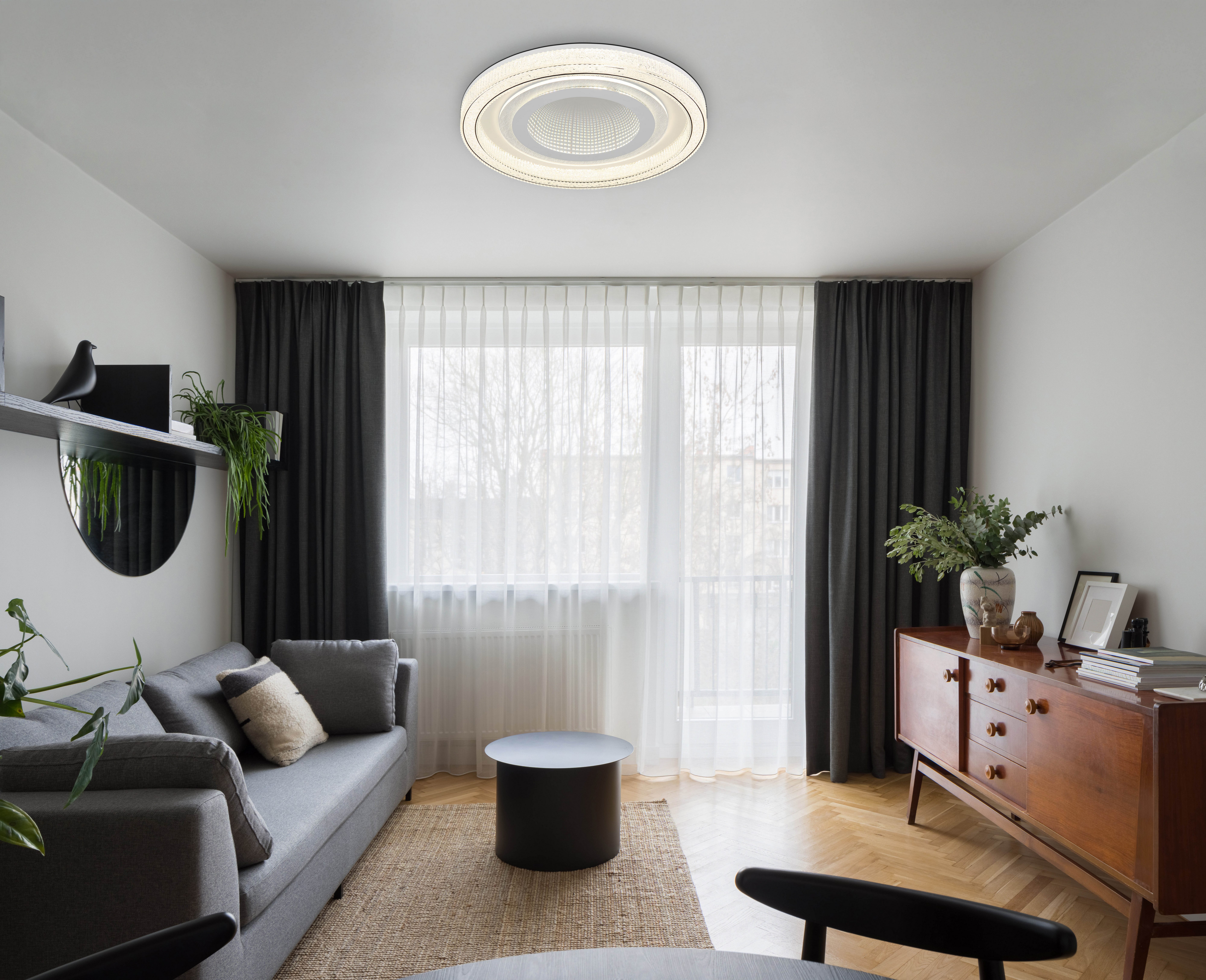 GLOBO LIGHTING LED Deckenleuchte ALSUNA, Dimmfunktion, Memoryfunktion, Nachtlichtfunktion, mehrere Helligkeitsstufen, LED fest integriert, Deckenlampe/rund/Wohnzimmer/Schlafzimmer/modern