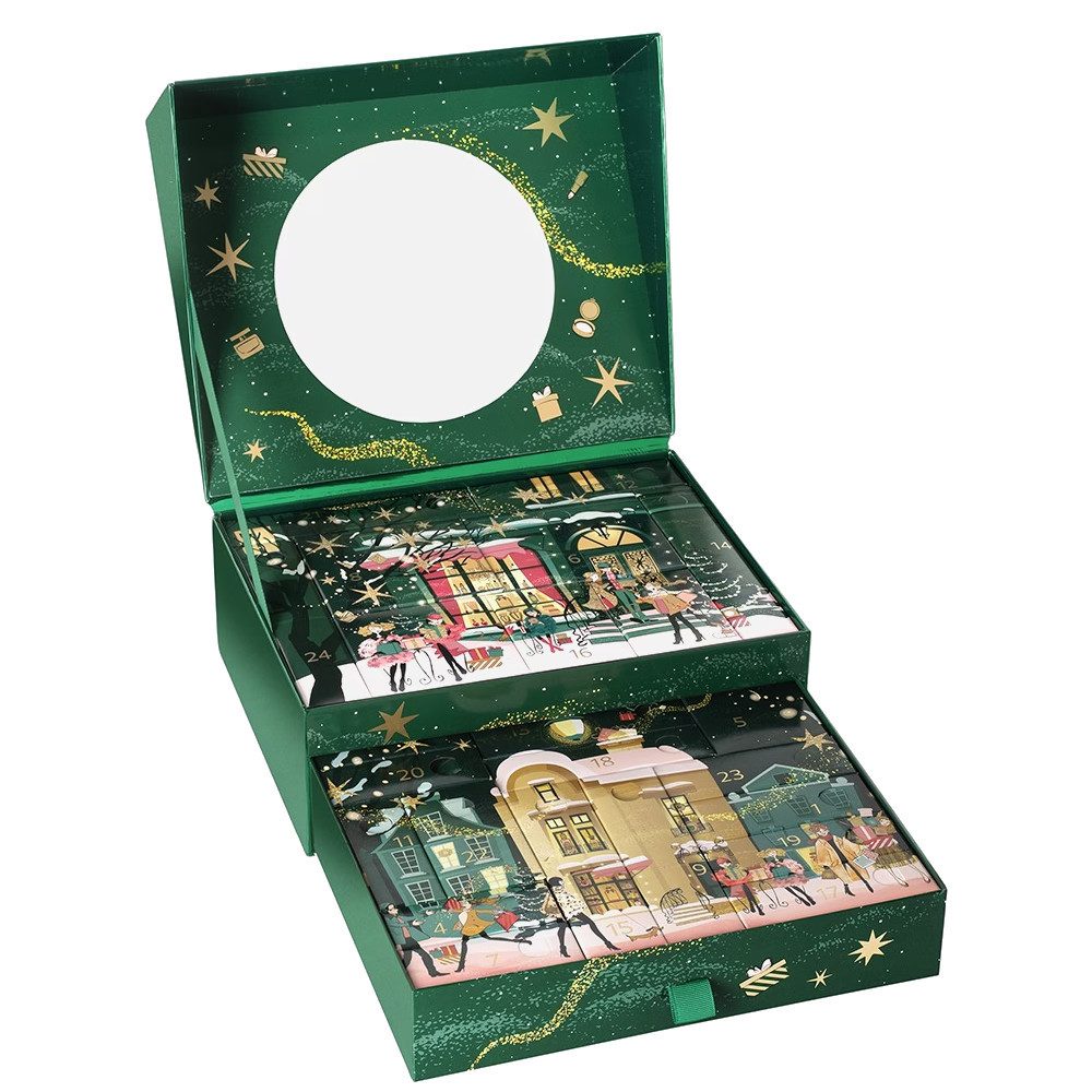 Douglas Adventskalender Douglas Collection Luxury Adventskalender 2025 – 24 Beauty-Highlights (24-tlg), 24 Highlights aus Pflege, Duft & Make-up – edle Schatulle mit Spiegel