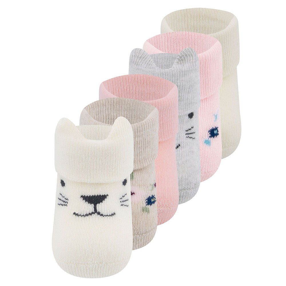 Ewers Socken Newborn Socken Katze/Blümchen/Uni (6-Paar)