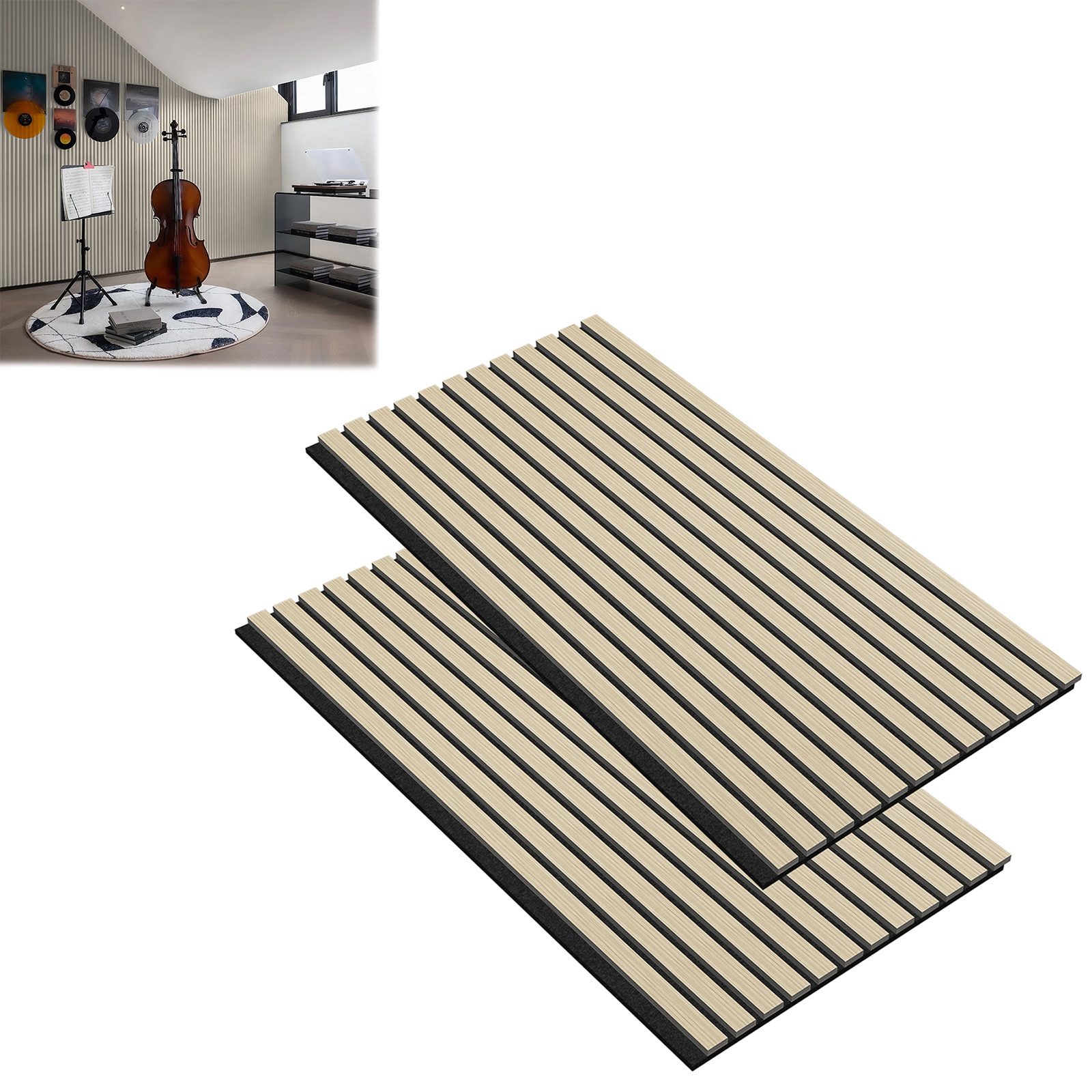 FIVMEN 3D Wandpaneel Akustikpaneele Holz Wand Holzpaneele Lamellenverkleidung, (2-tlg) aus Holzfunier und Filz 60x60cm/120x60cm