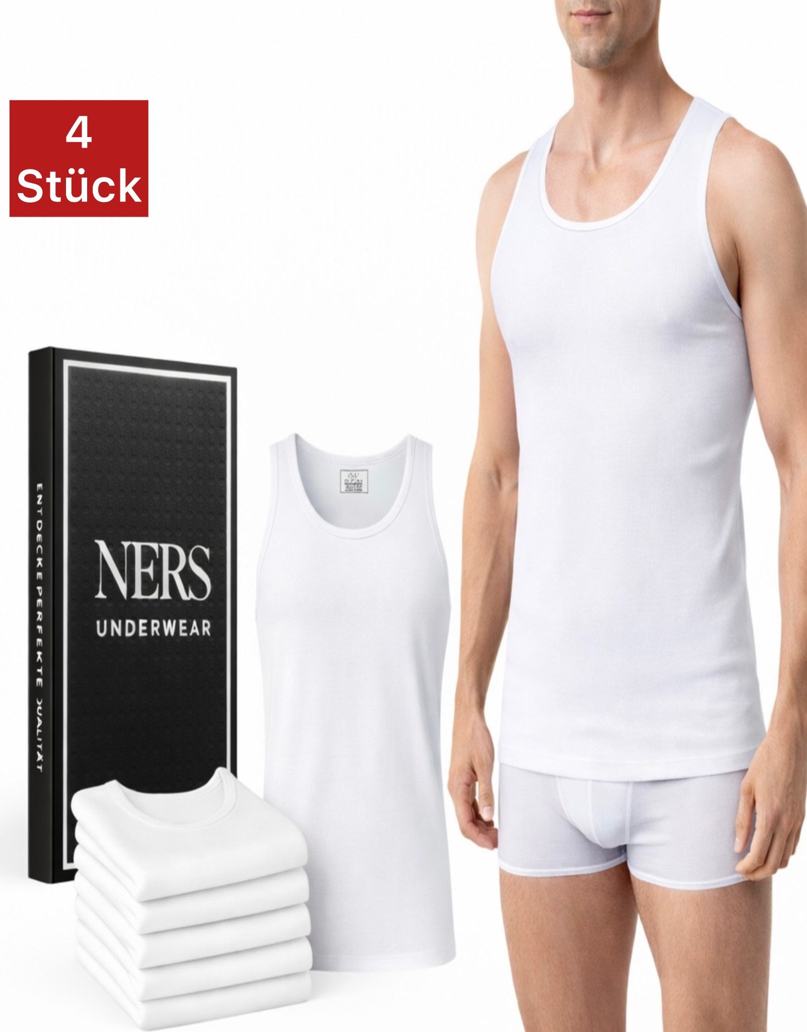NERS Unterhemd (4er Pack) 100% Baumwolle für Herren Feinripp Tank Top, in G günstig online kaufen