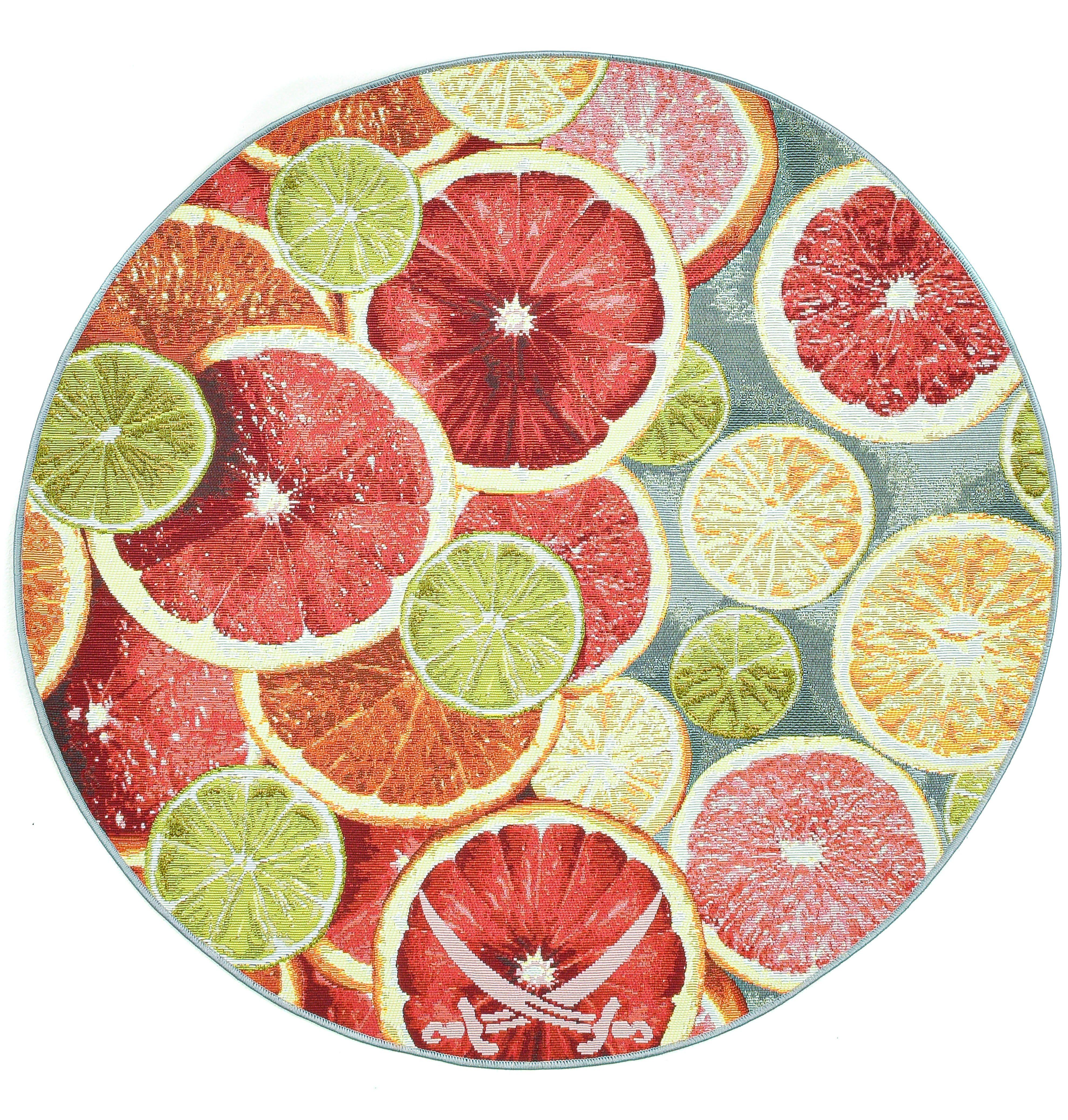 Sansibar Teppich Rantum Beach 003, rund, Höhe: 5 mm, Flachgewebe, modernes Sommer Design, In- und Outdoor geeignet