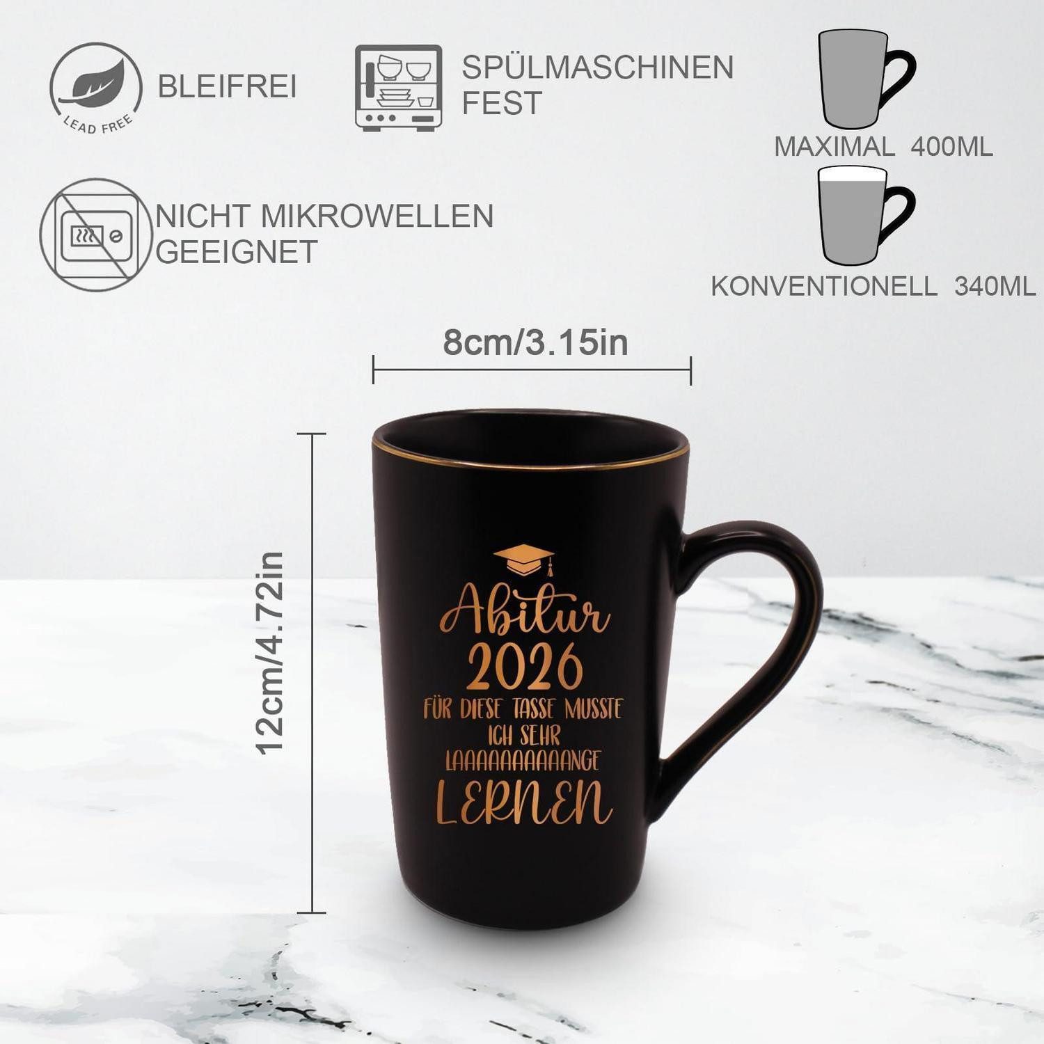 LuxusKollektion Tasse Abitur Tasse 2026 Schwarz 400ml, Keramik