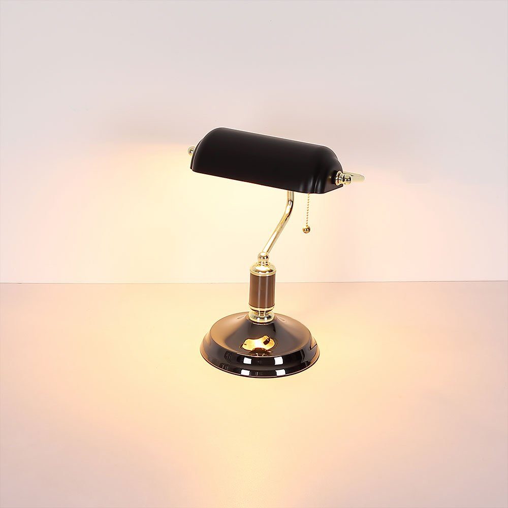 Globo Schreibtischlampe, Leuchtmittel nicht 34 Tischleuchte H inklusive, Schreibtischlampe Bankerlampe cm gold anthrazit