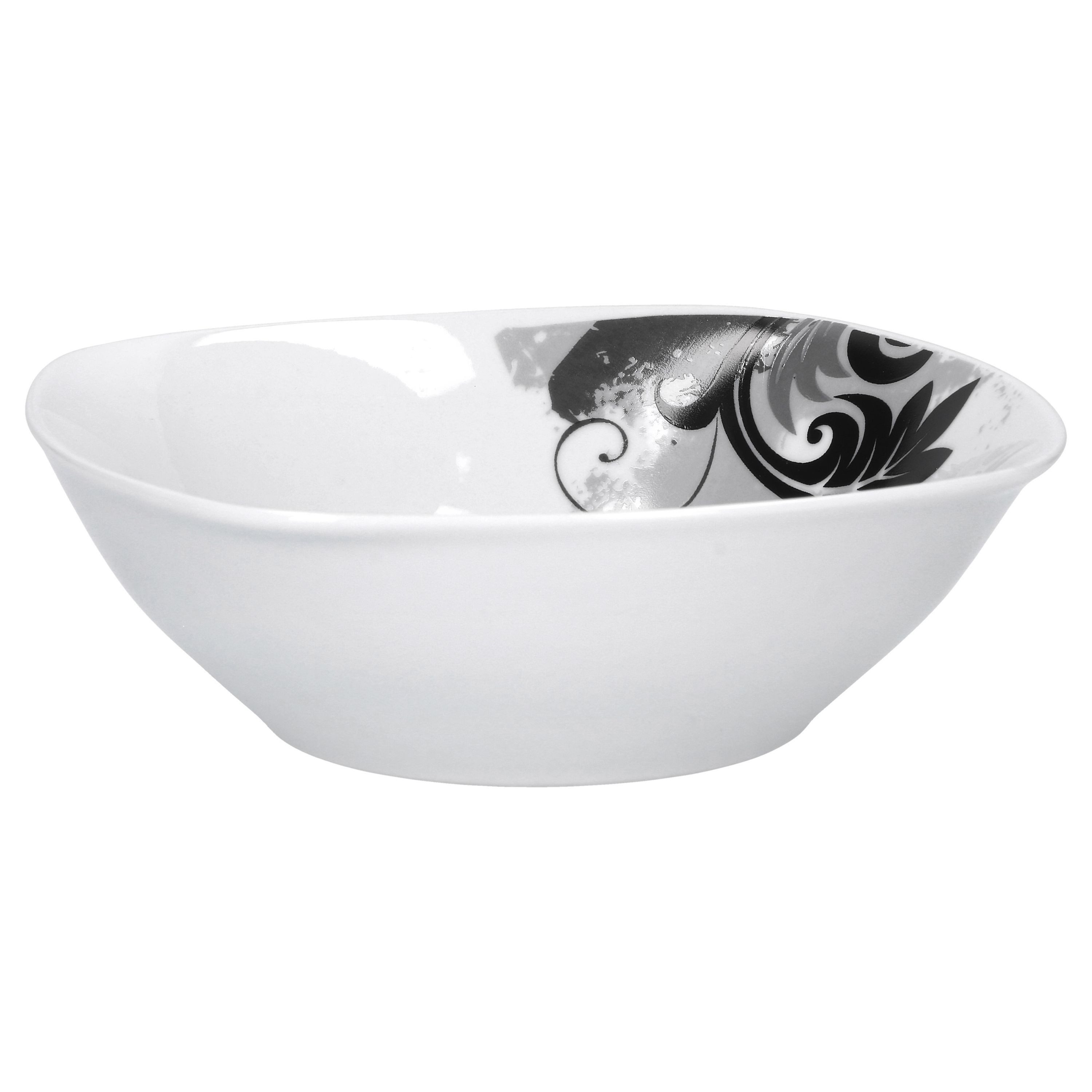 van Well Müslischale Müsli- Salatschale Black Flower 14,5 cm, Porzellan