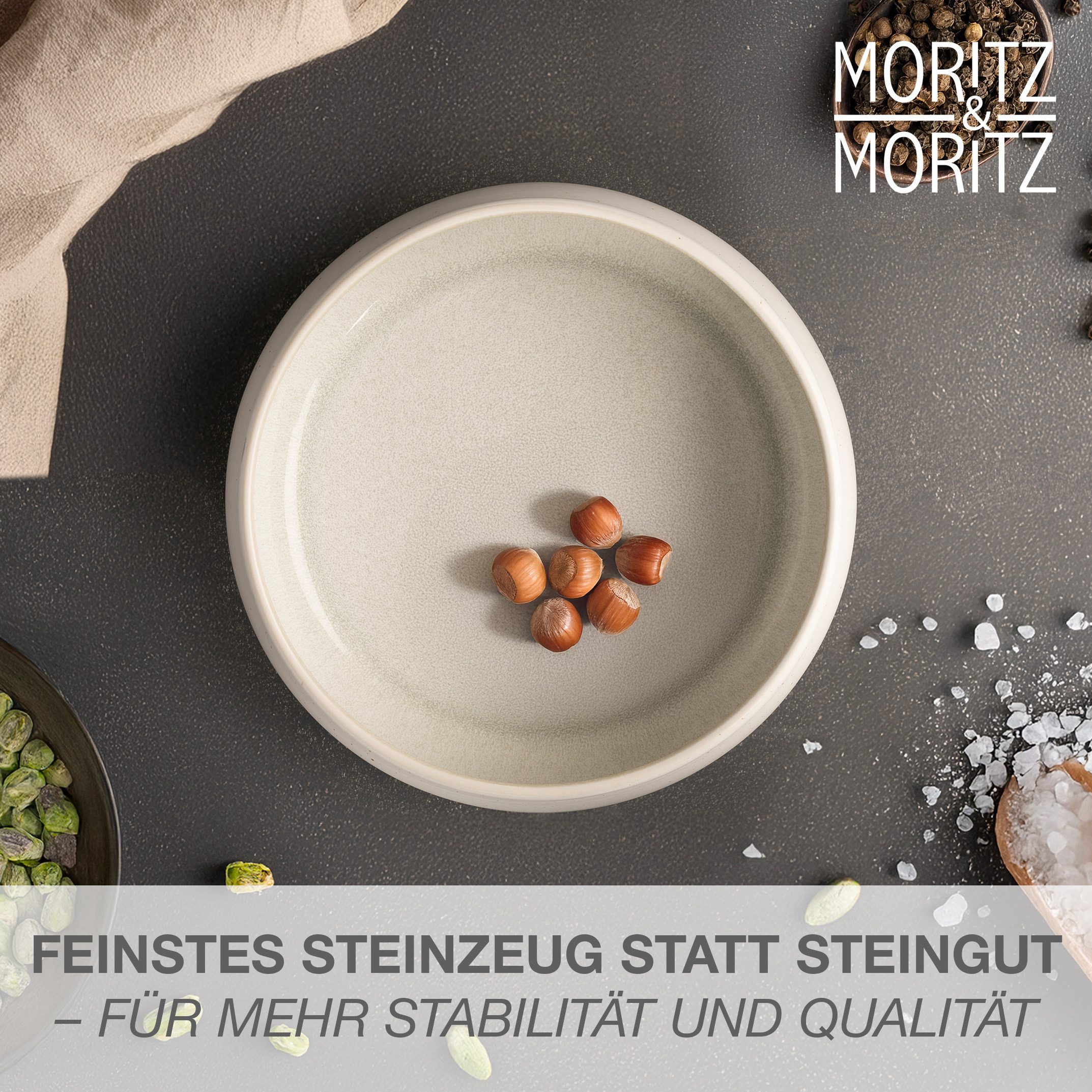 Moritz & Moritz Servierschale SOLID UNI Servierschale - Creme, Steinzeug, (Set, 1-tlg), Spülmaschinengeeignet