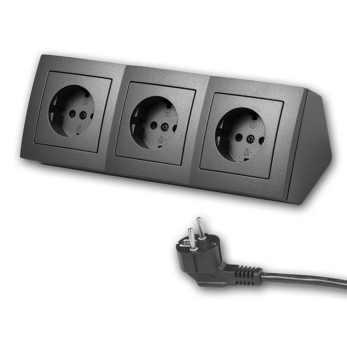 McPower Steckdosenblock "Flair" 3-fach Stecker & Kabel ant Steckdosenleiste